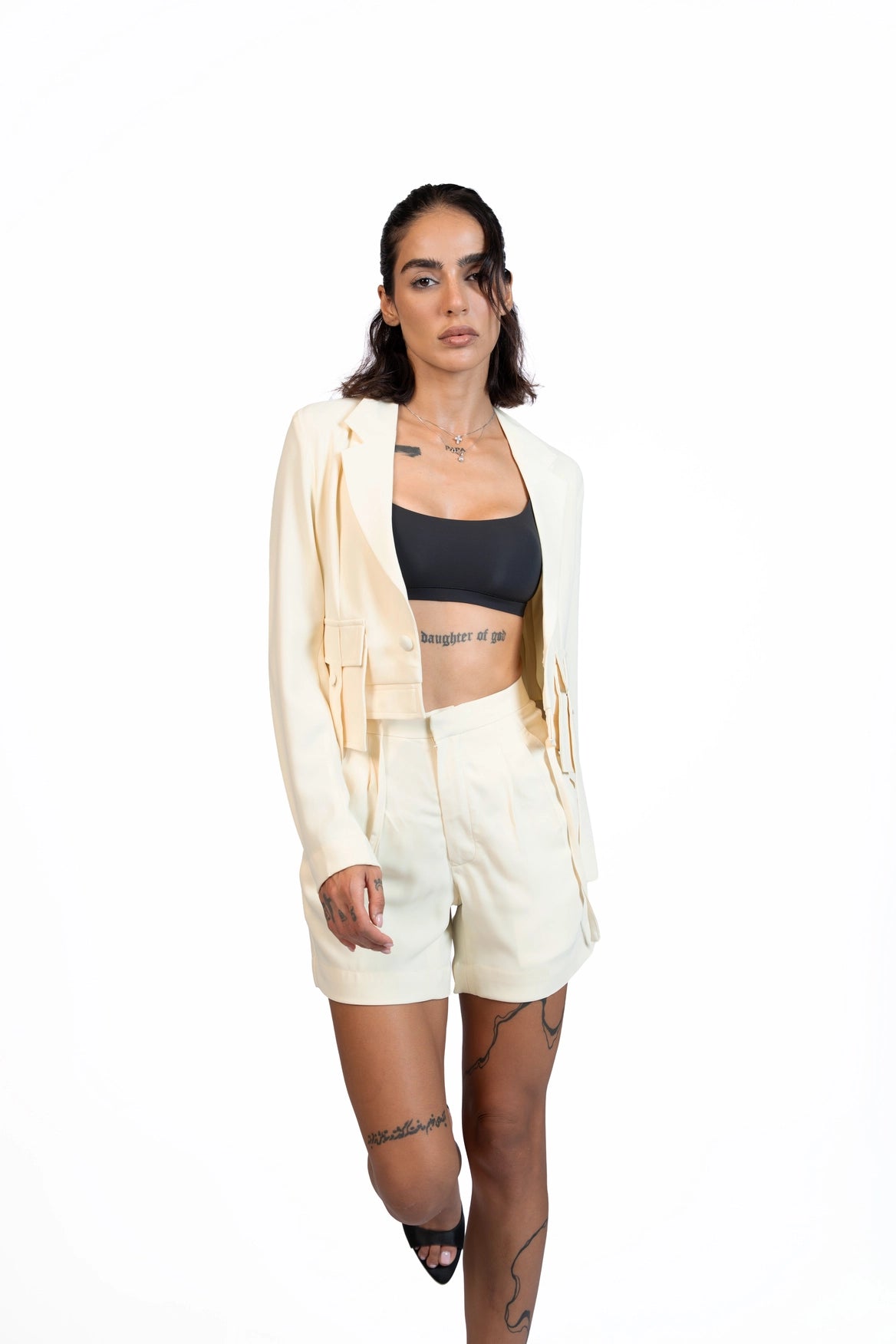 Between Places - Cropped Blazer 3-Piece Tailored Set