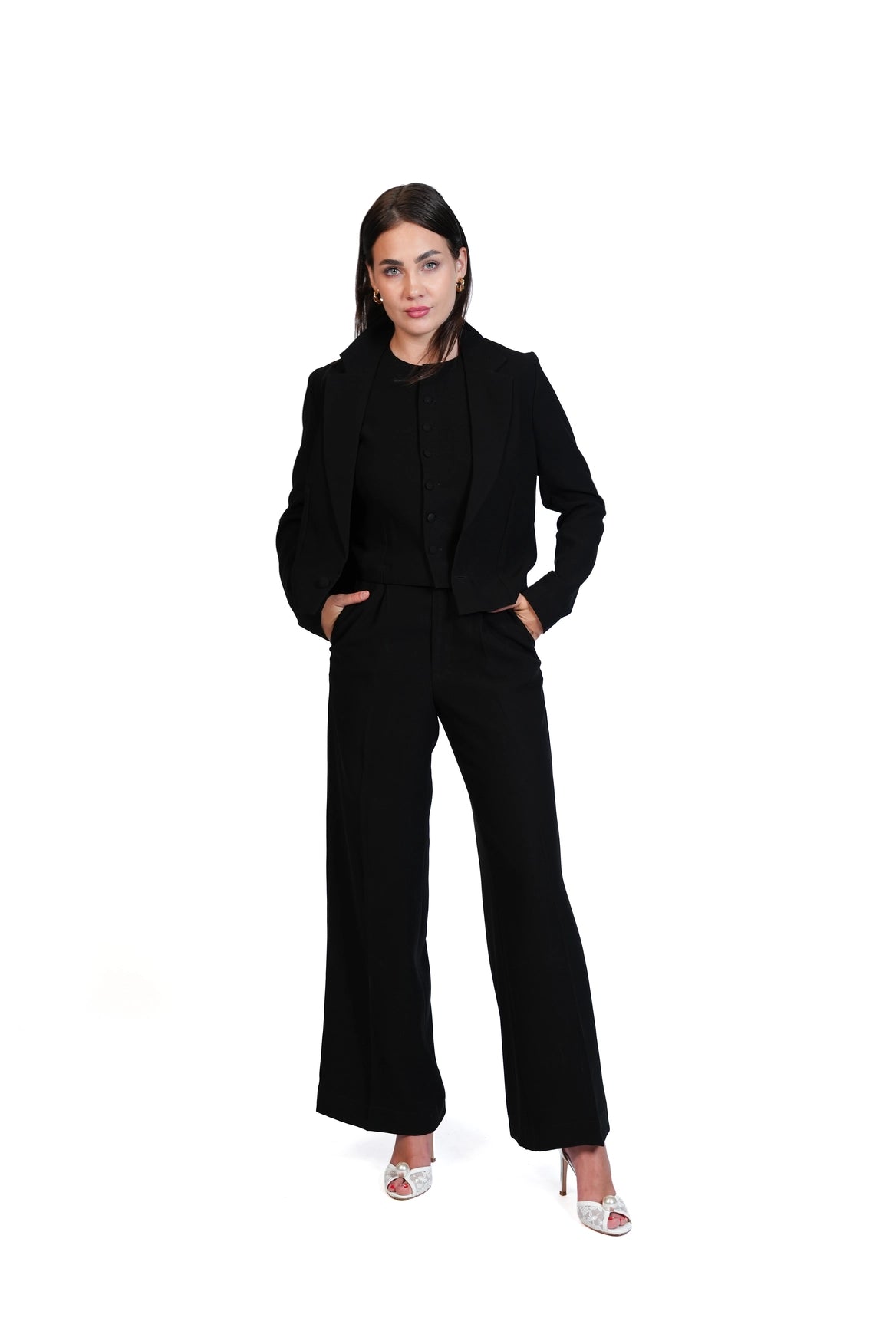 First Impression - Cropped Blazer 3-Piece Tailored Set