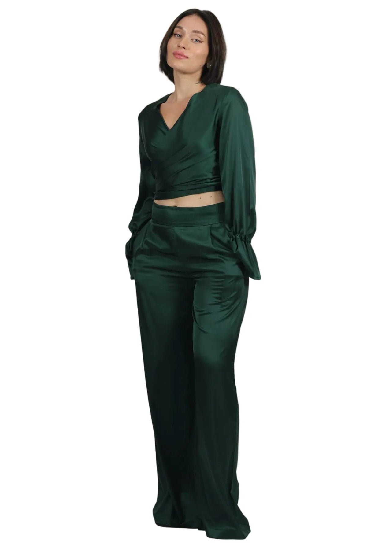 Feminine Energy - Women's Silk Tuxedo & Wrap Blouse Set