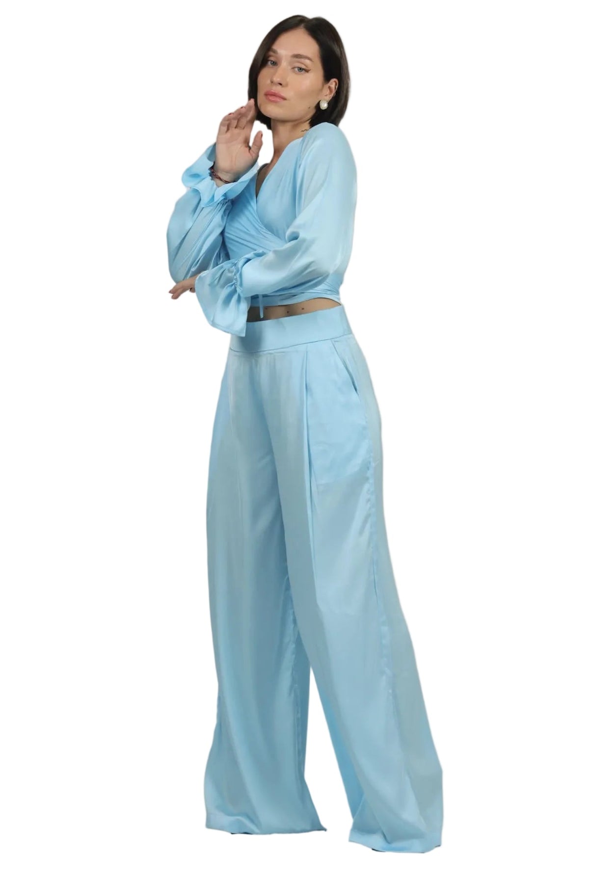 Feminine Energy - Women's Silk Tuxedo & Wrap Blouse Set