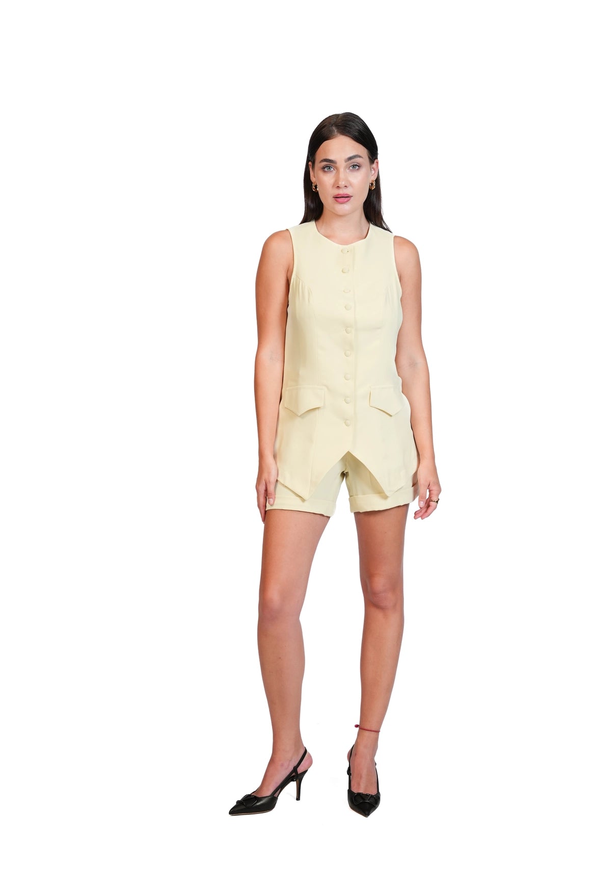 Last Minute Plans - Longline Vest & Tailored Shorts Set
