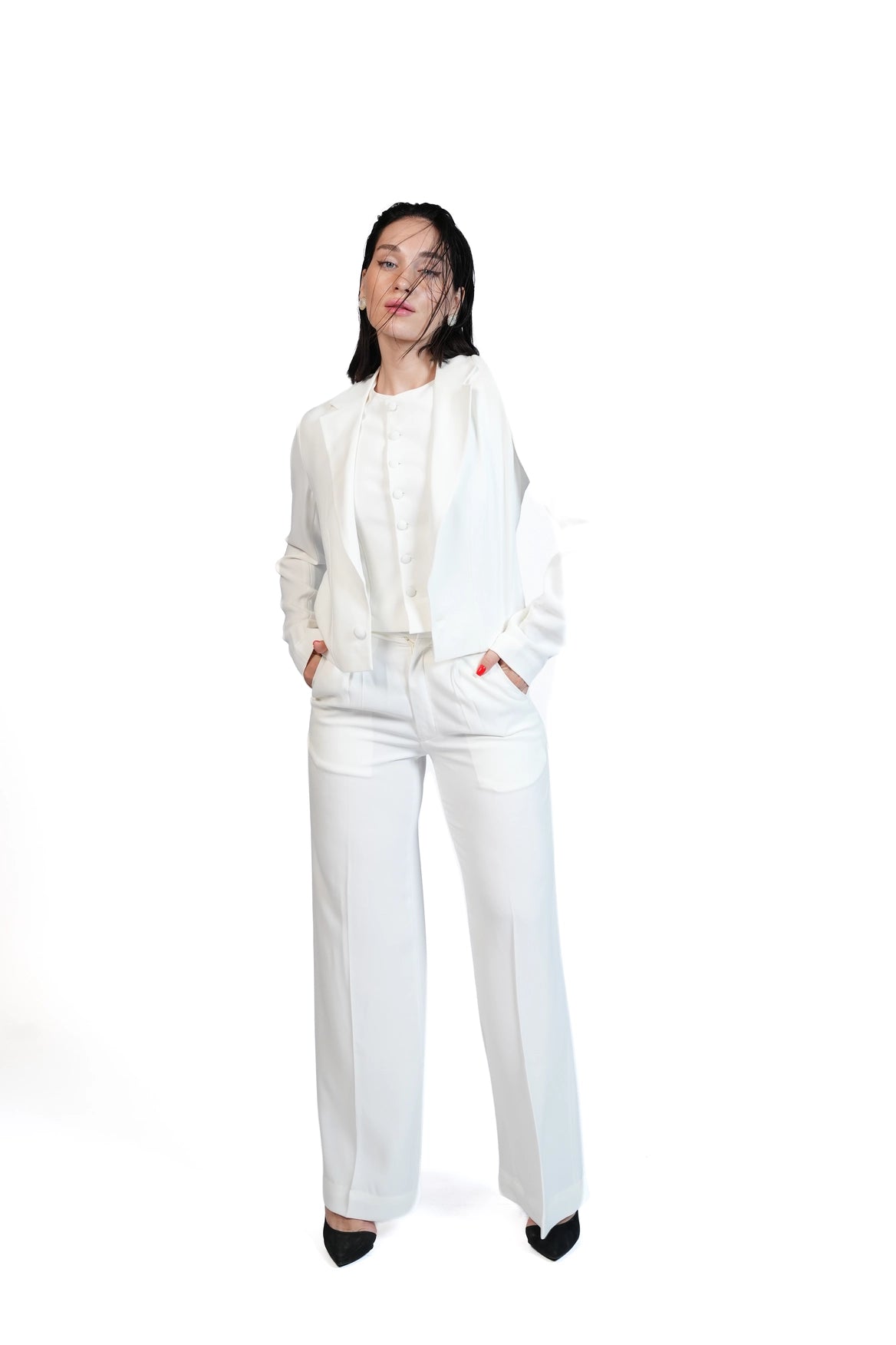 First Impression - Cropped Blazer 3-Piece Tailored Set