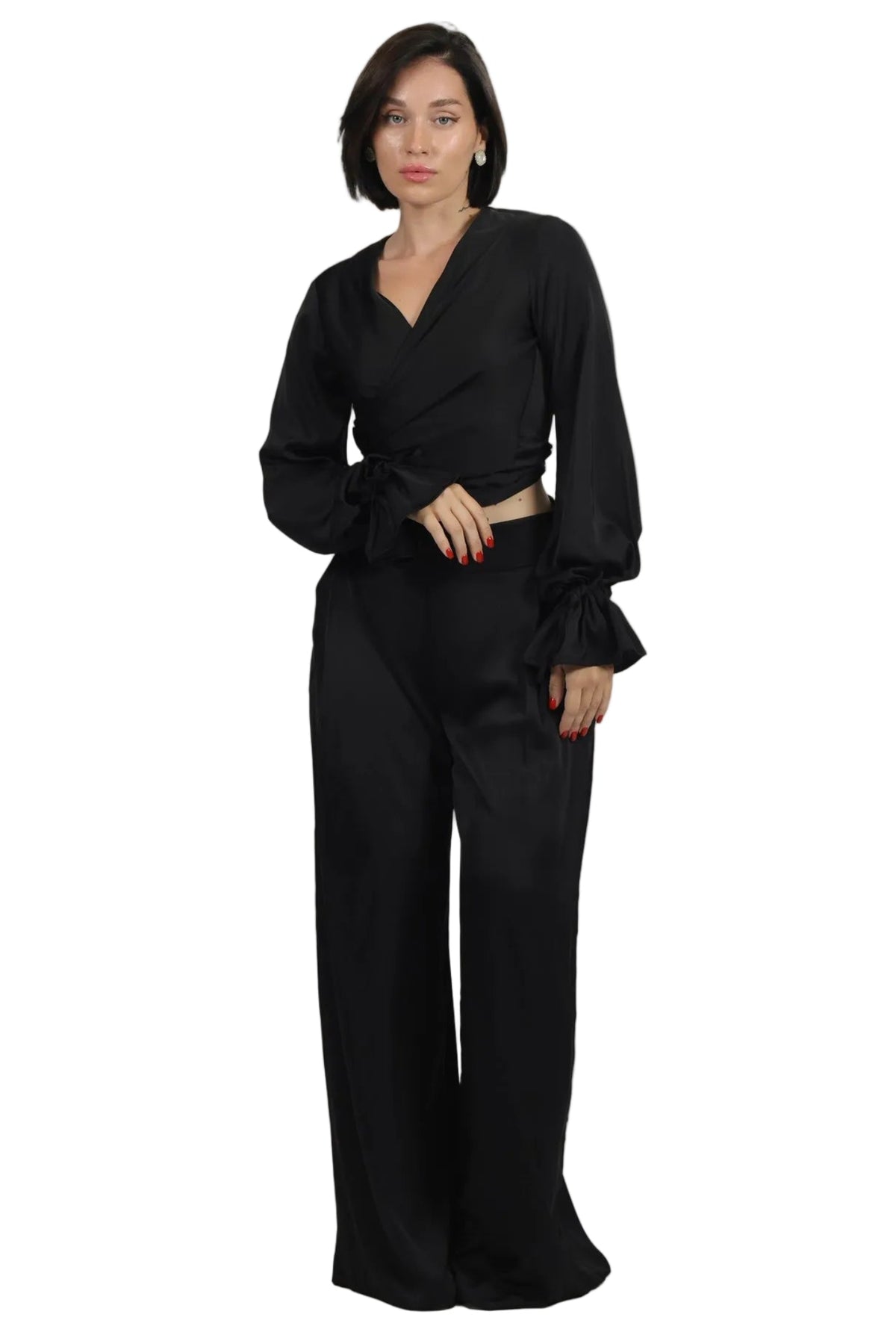 Feminine Energy - Women's Silk Tuxedo & Wrap Blouse Set