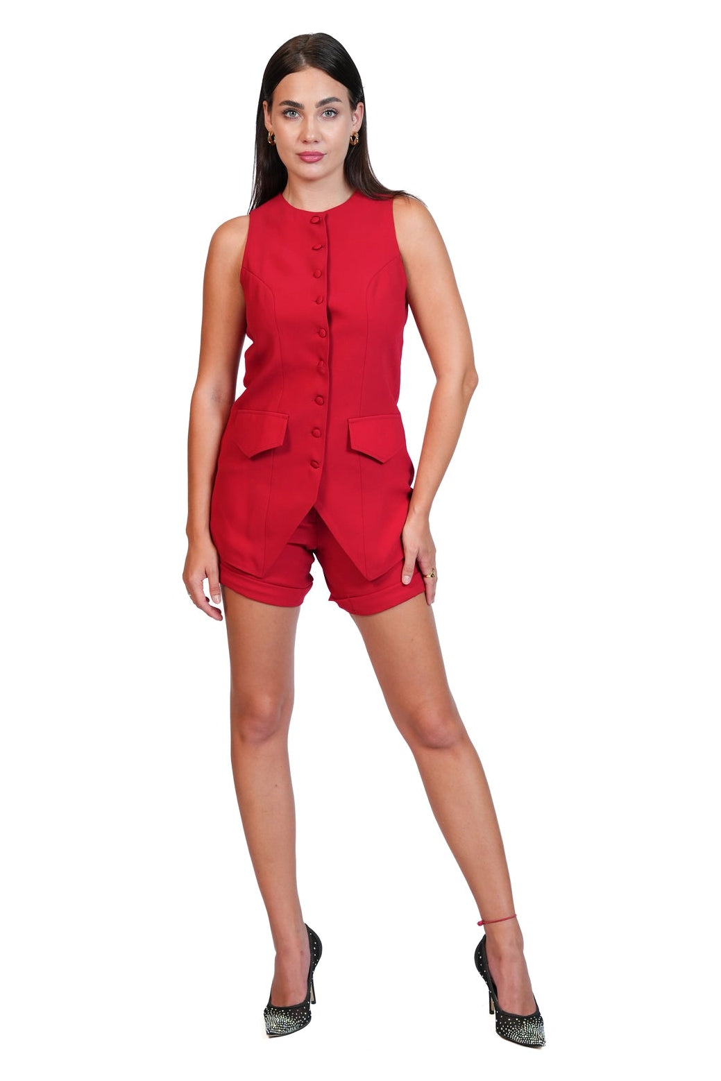 Last Minute Plans - Longline Vest & Tailored Shorts Set