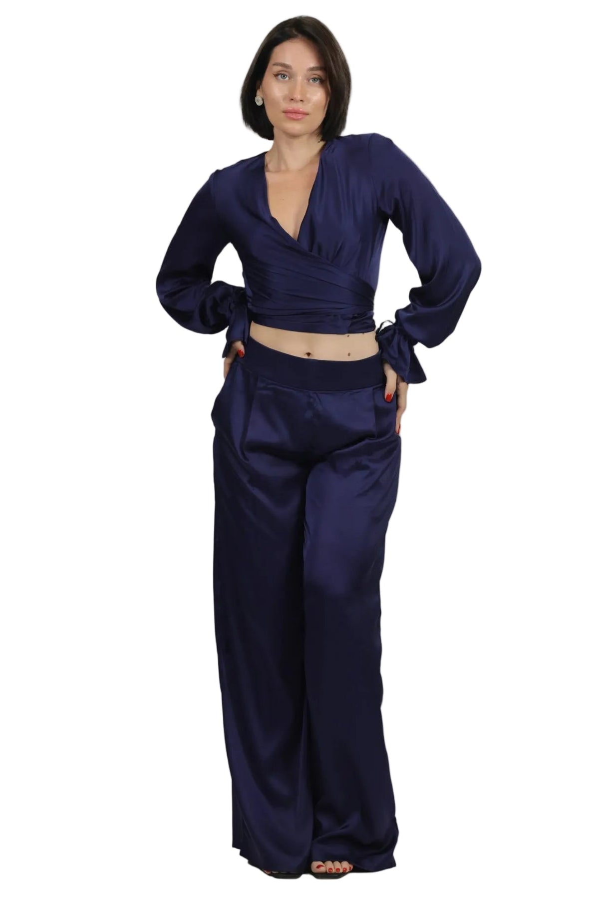 Feminine Energy - Women's Silk Tuxedo & Wrap Blouse Set