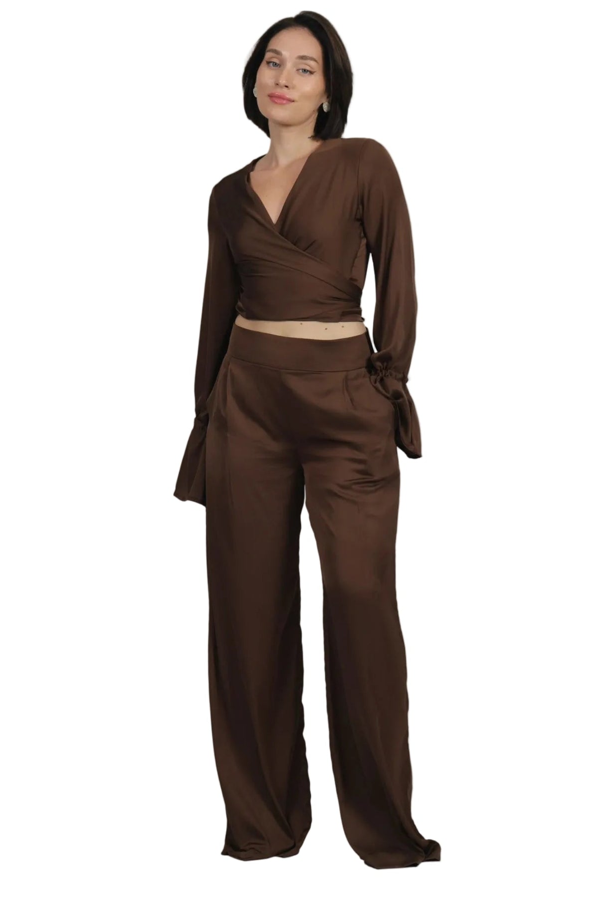 Feminine Energy - Women's Silk Tuxedo & Wrap Blouse Set