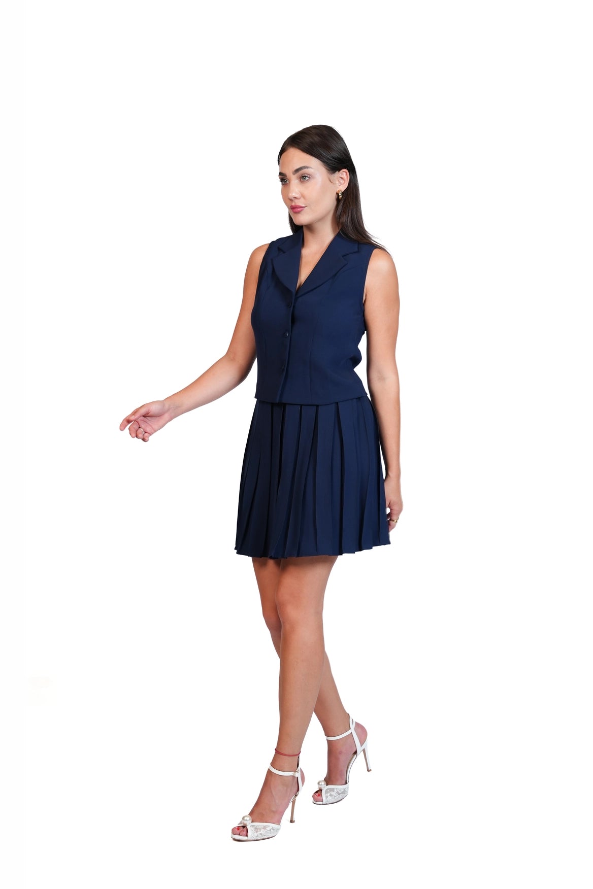 Meet Me There - Tailored Vest & Pleated Skirt Set