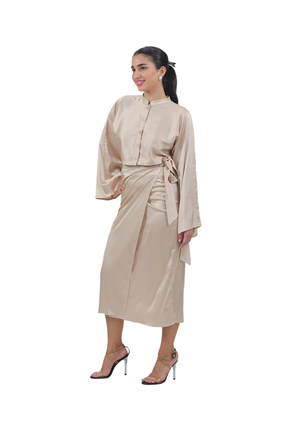 She's the Moment - Women's Silk Wrap Skirt Set
