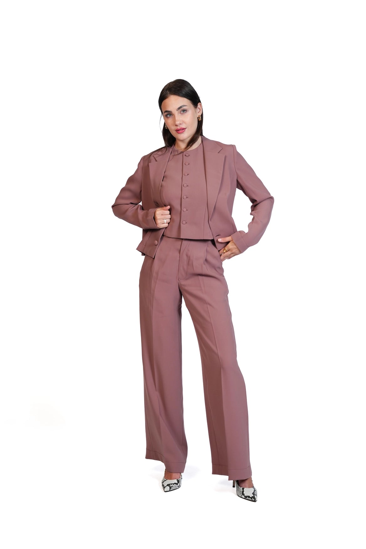 First Impression - Cropped Blazer 3-Piece Tailored Set