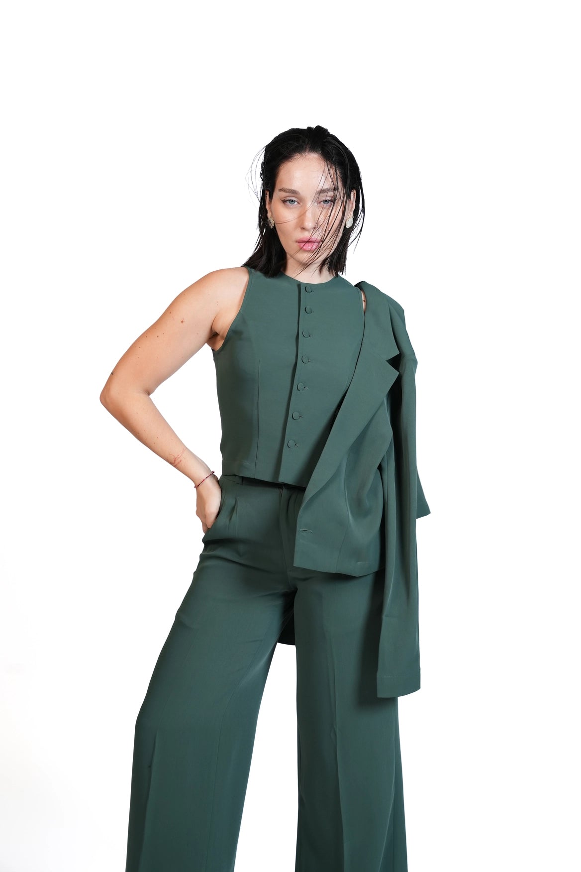 First Impression - Cropped Blazer 3-Piece Tailored Set