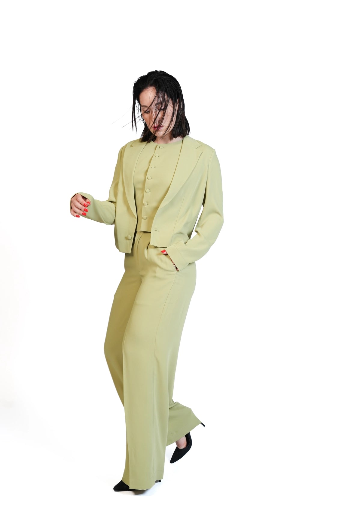 First Impression - Cropped Blazer 3-Piece Tailored Set
