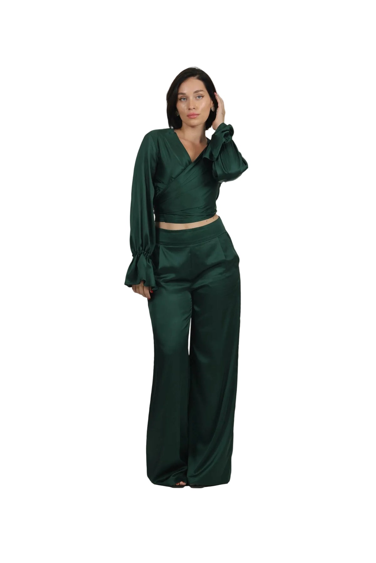 Feminine Energy - Women's Silk Tuxedo & Wrap Blouse Set