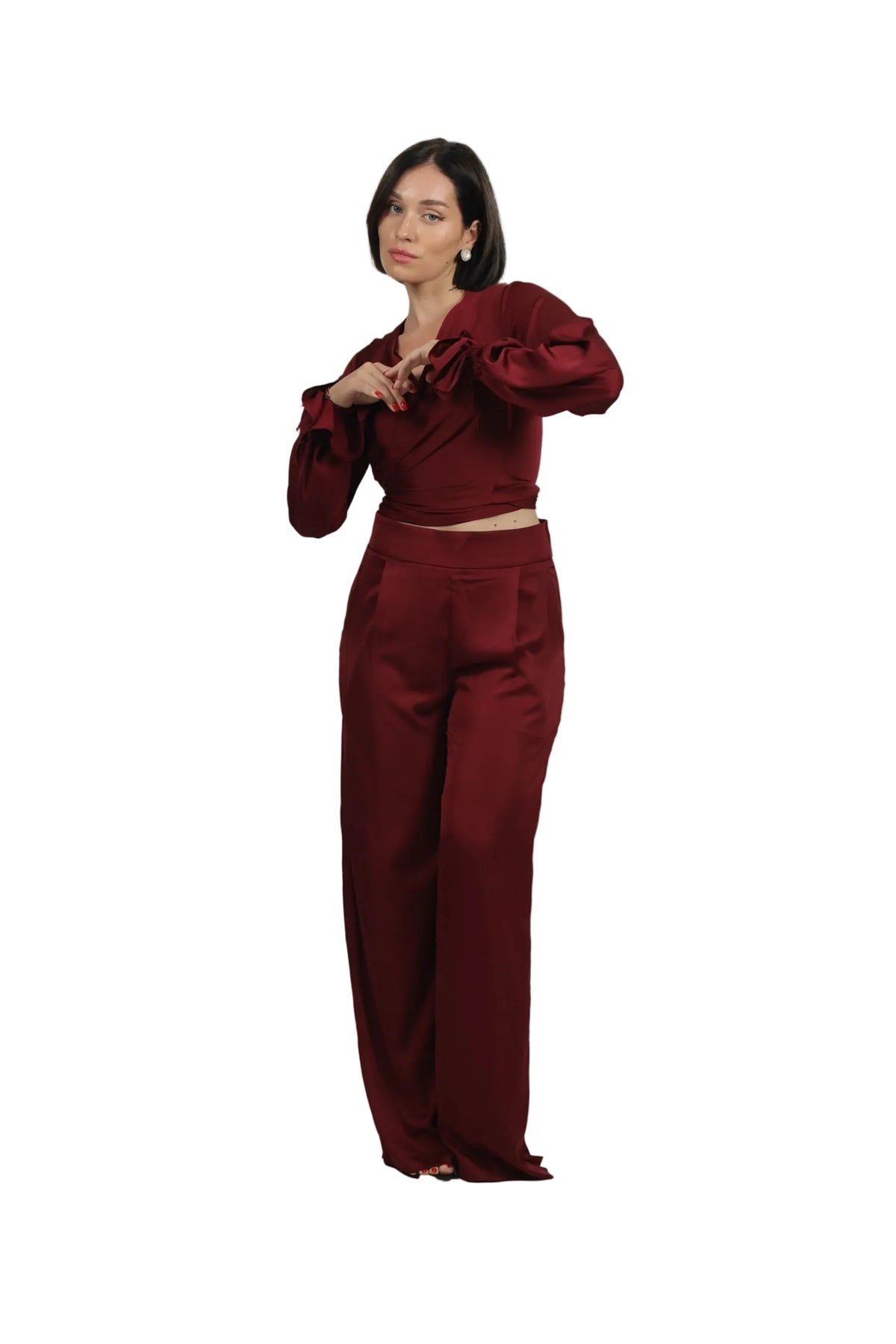 Feminine Energy - Women's Silk Tuxedo & Wrap Blouse Set