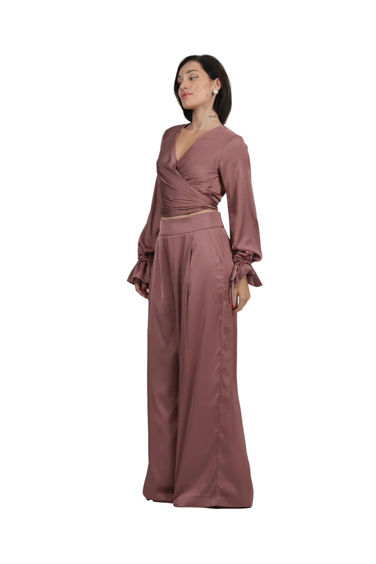 Feminine Energy - Women's Silk Tuxedo & Wrap Blouse Set