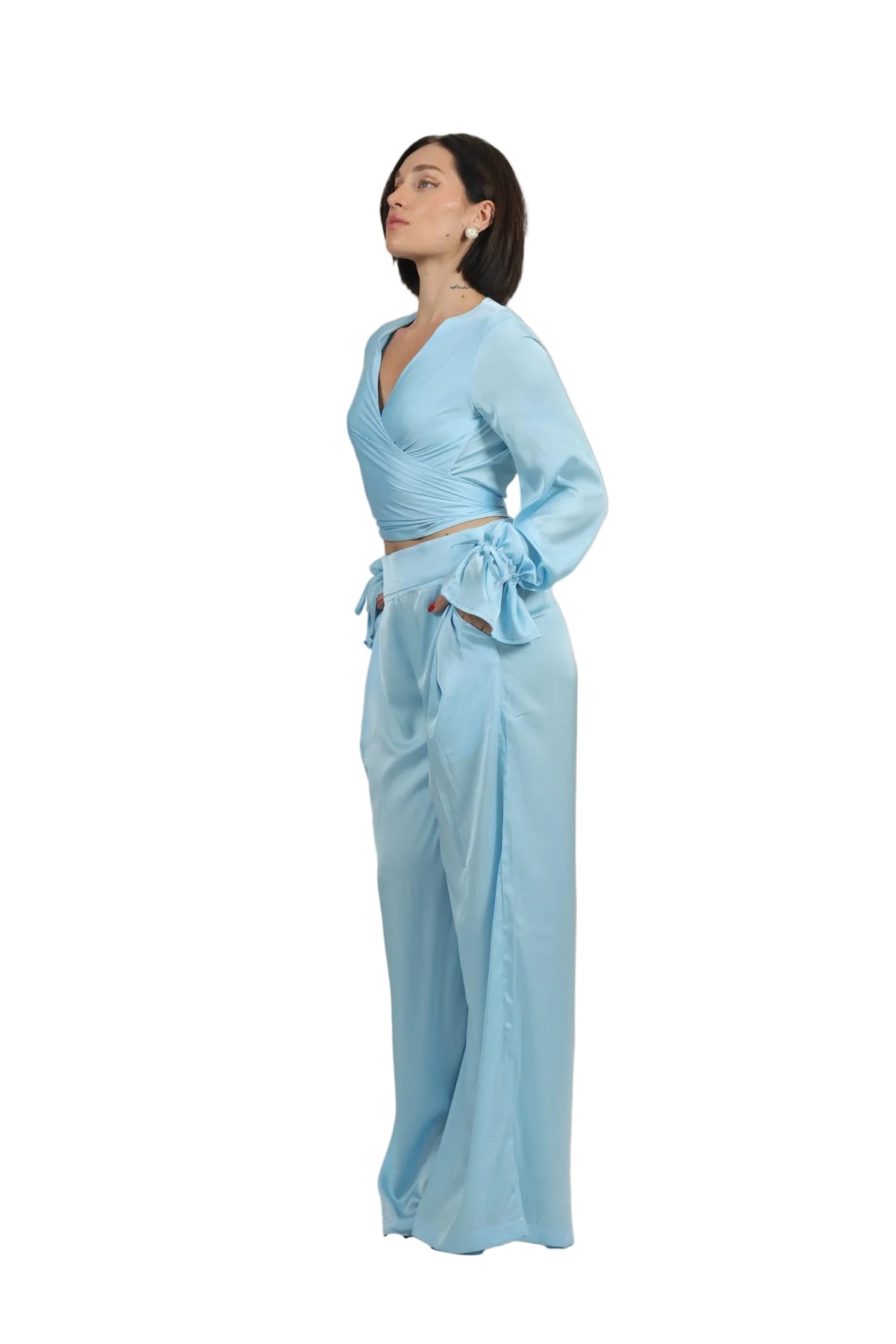 Feminine Energy - Women's Silk Tuxedo & Wrap Blouse Set