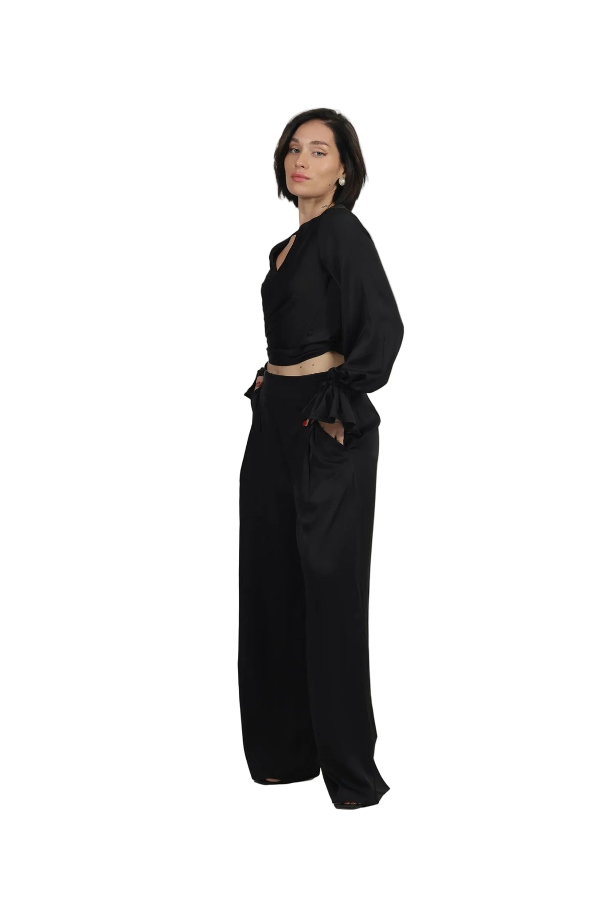 Feminine Energy - Women's Silk Tuxedo & Wrap Blouse Set