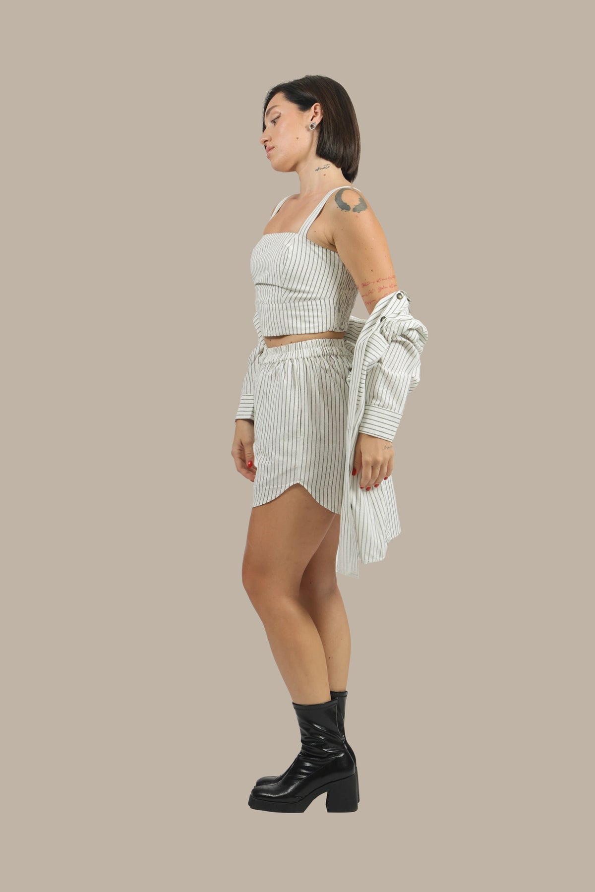 Stripe Show - Women's Striped Linen 3-Piece Set
