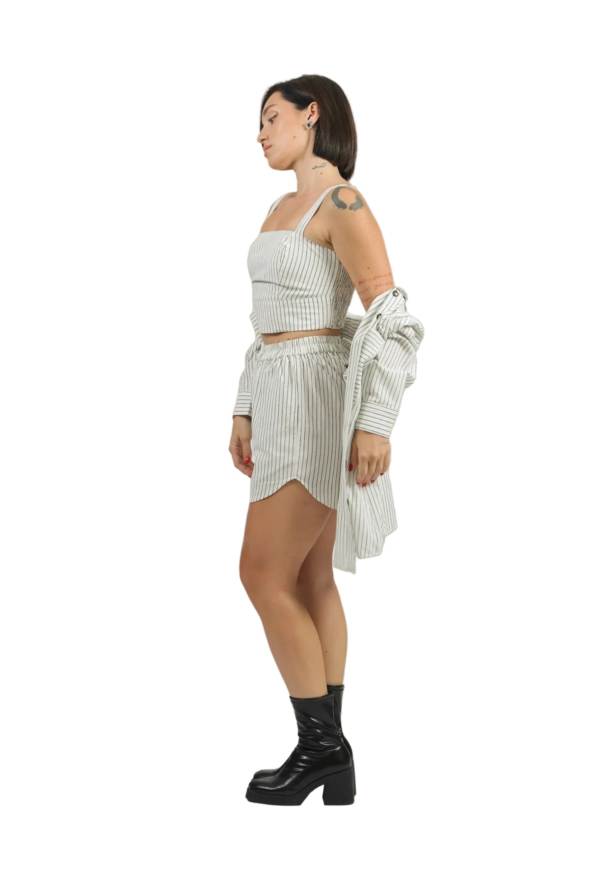 Stripe Show - Women's Striped Linen 3-Piece Set