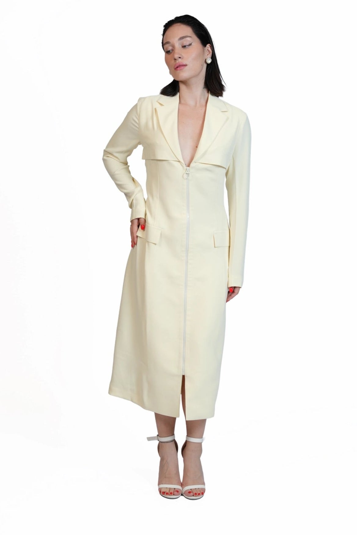 Around Town - Tailored Lapel Zip-Front Dress