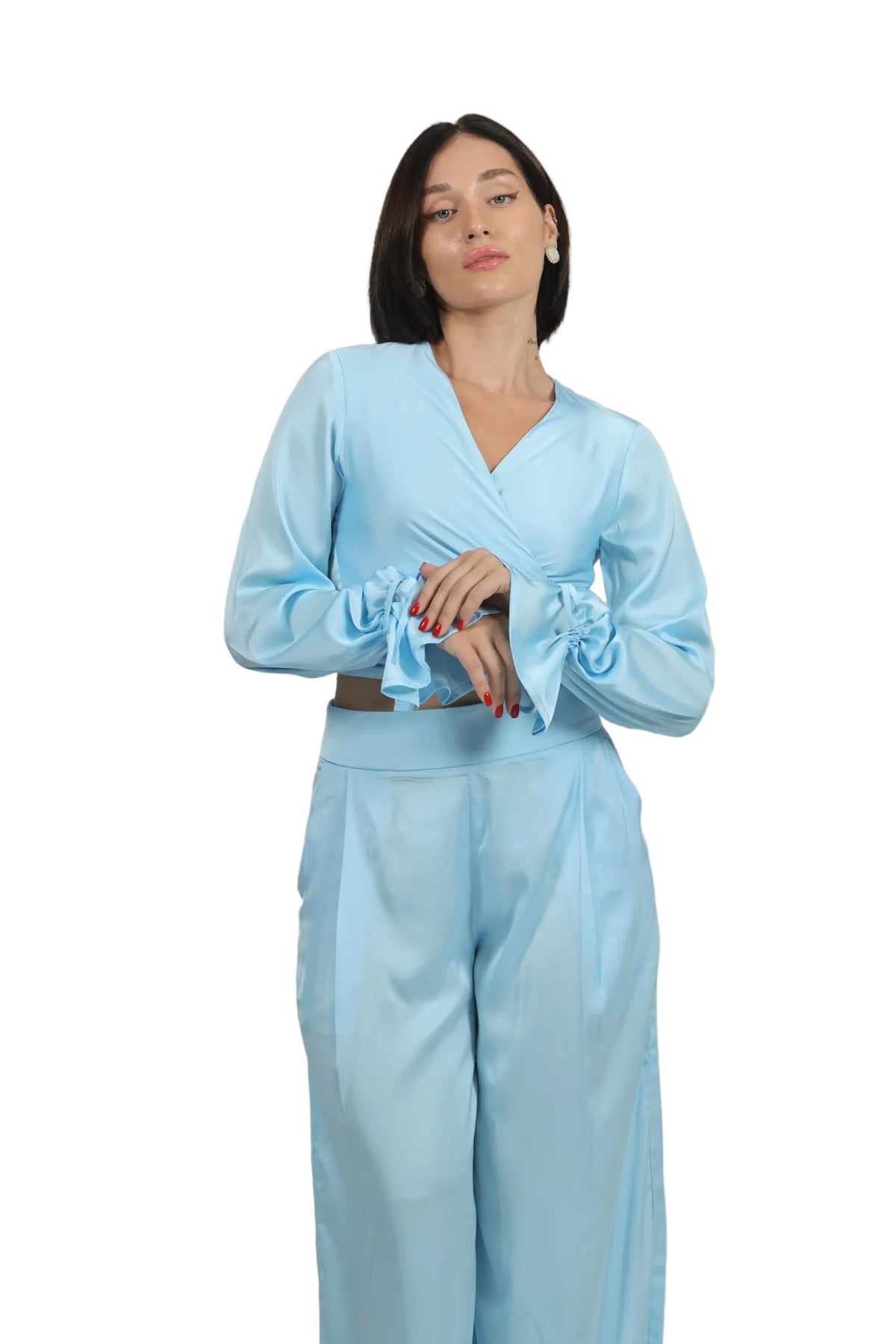 Feminine Energy - Women's Silk Tuxedo & Wrap Blouse Set