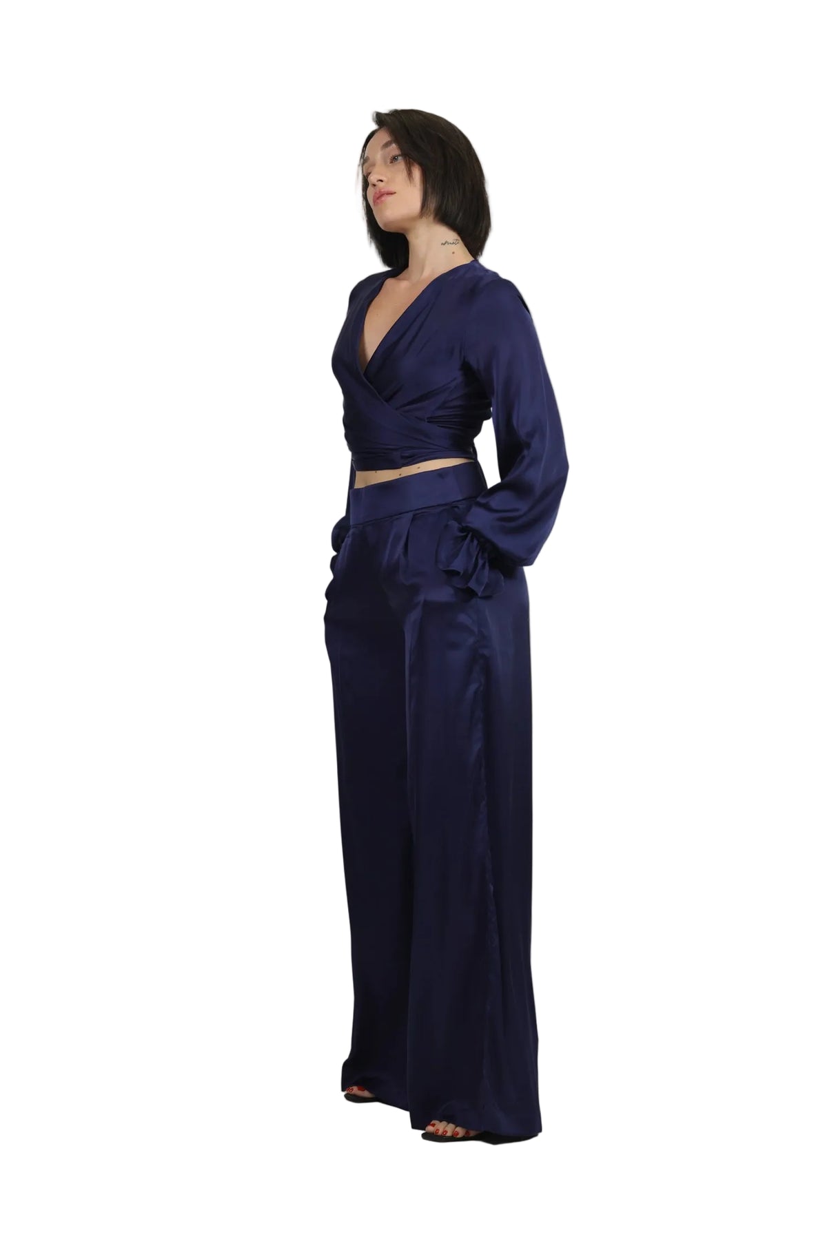 Feminine Energy - Women's Silk Tuxedo & Wrap Blouse Set