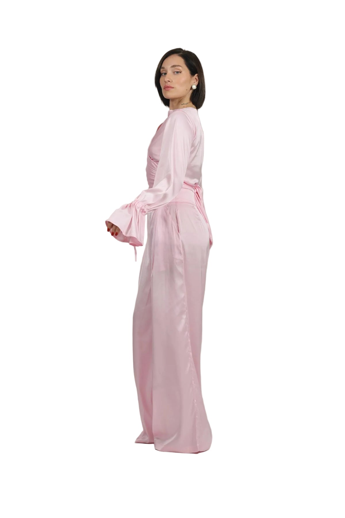 Feminine Energy - Women's Silk Tuxedo & Wrap Blouse Set
