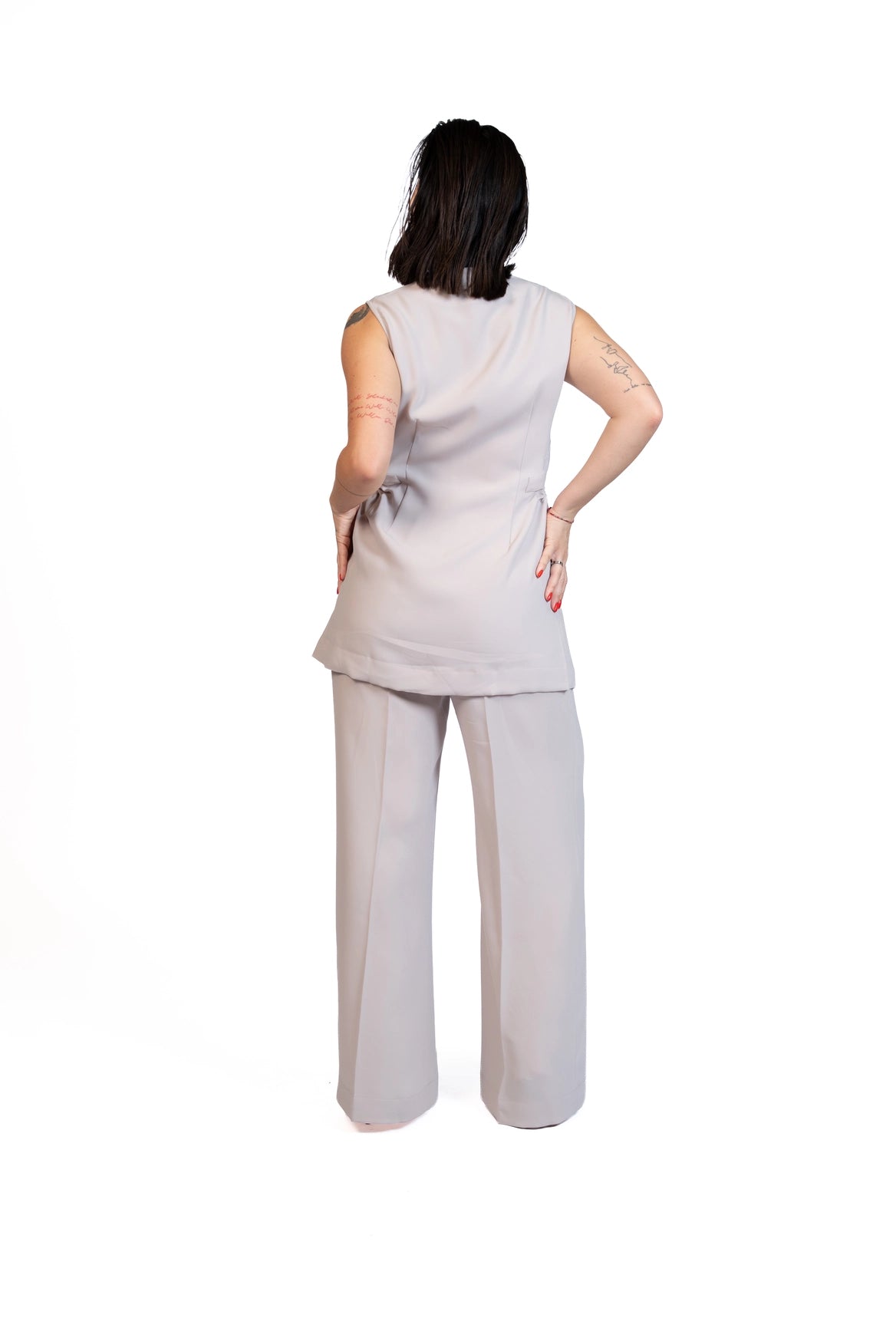 First Coffee - Longline Vest 3-Piece Tailored Set