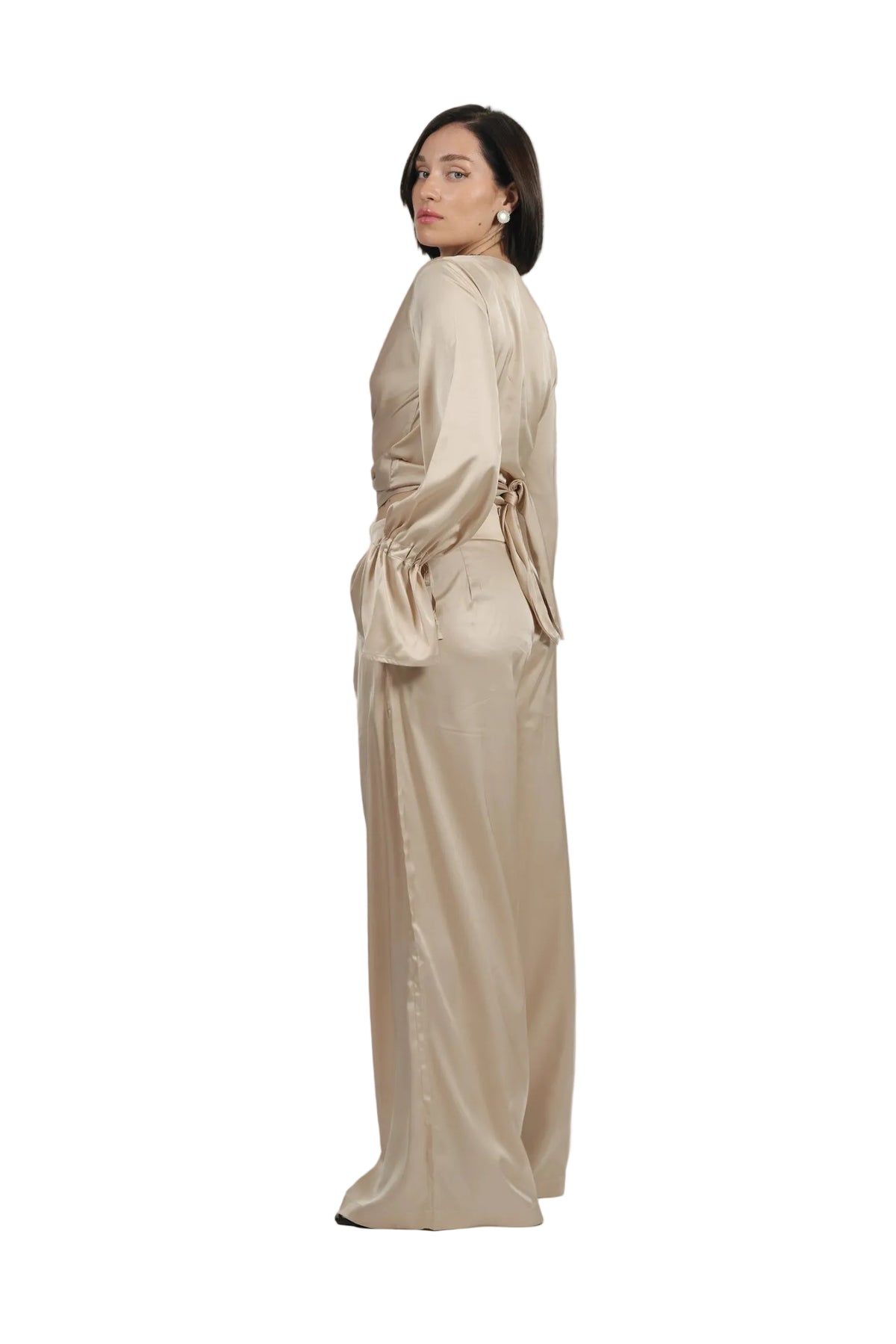 Feminine Energy - Women's Silk Tuxedo & Wrap Blouse Set