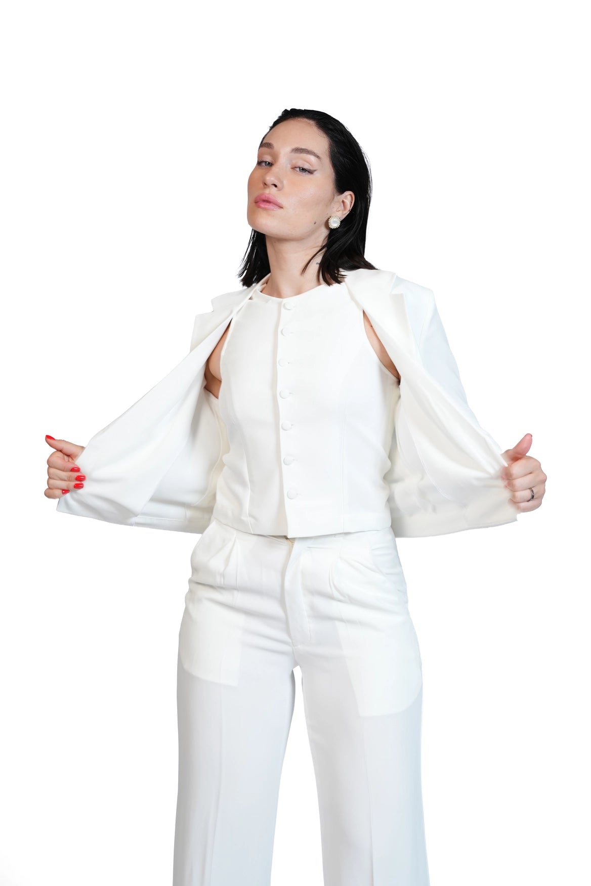 First Impression - Cropped Blazer 3-Piece Tailored Set