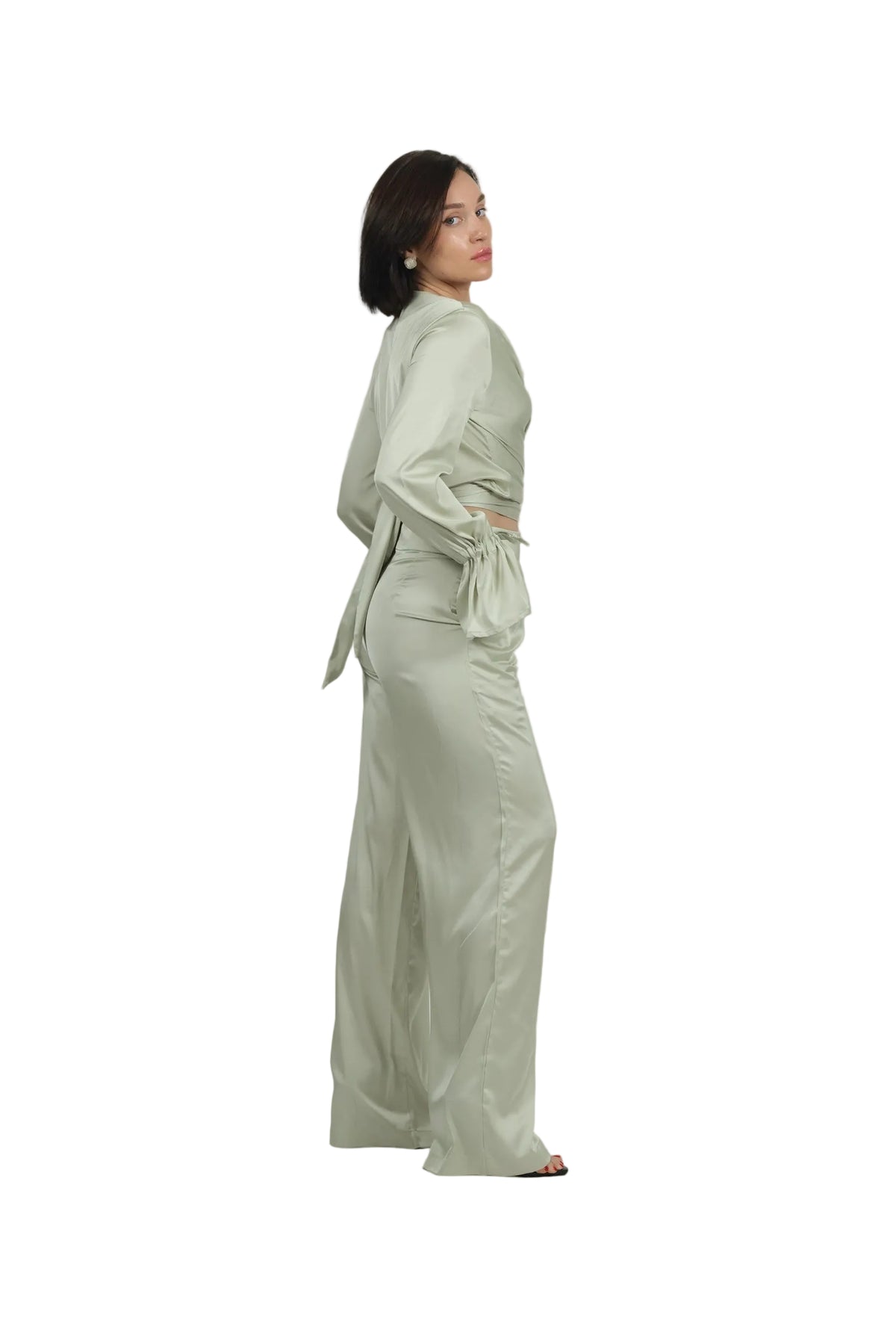 Feminine Energy - Women's Silk Tuxedo & Wrap Blouse Set