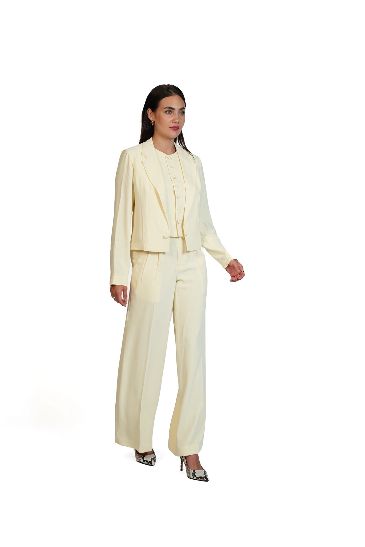 First Impression - Cropped Blazer 3-Piece Tailored Set