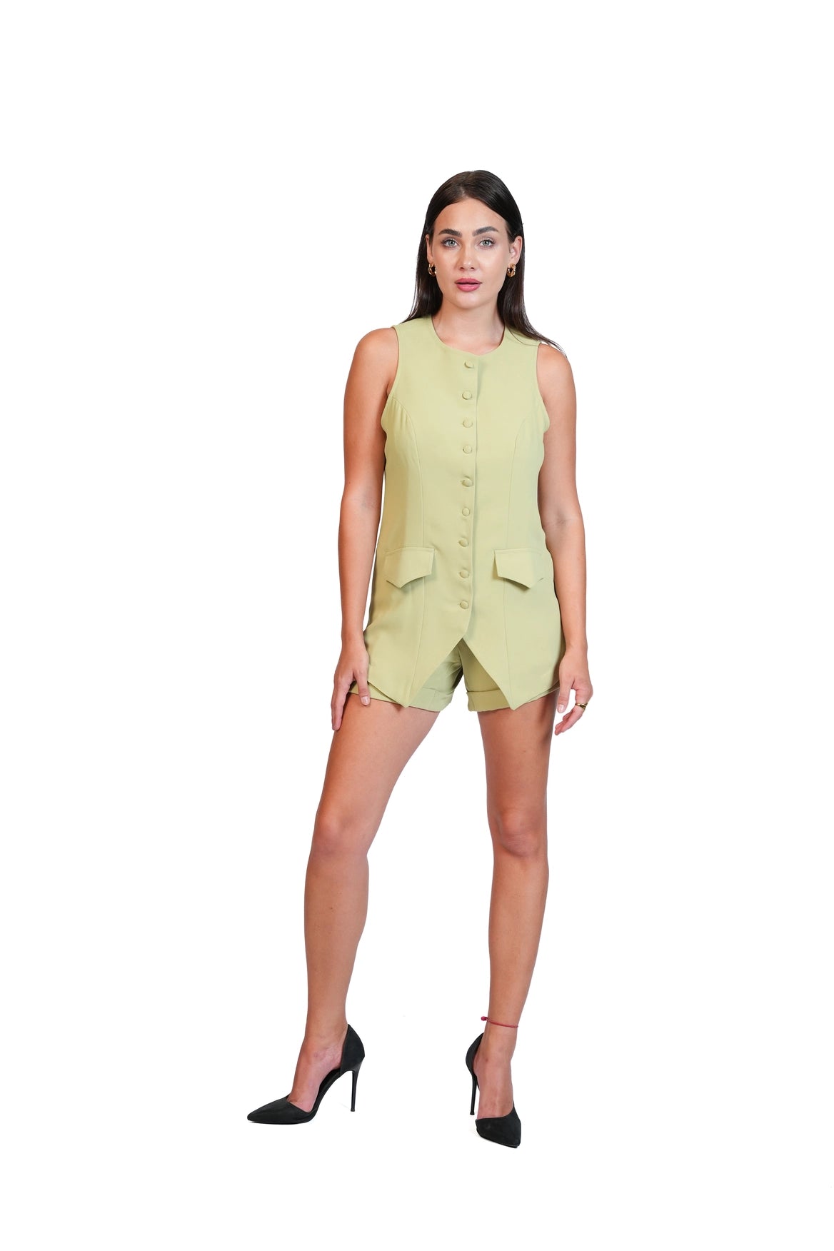 Last Minute Plans - Longline Vest & Tailored Shorts Set