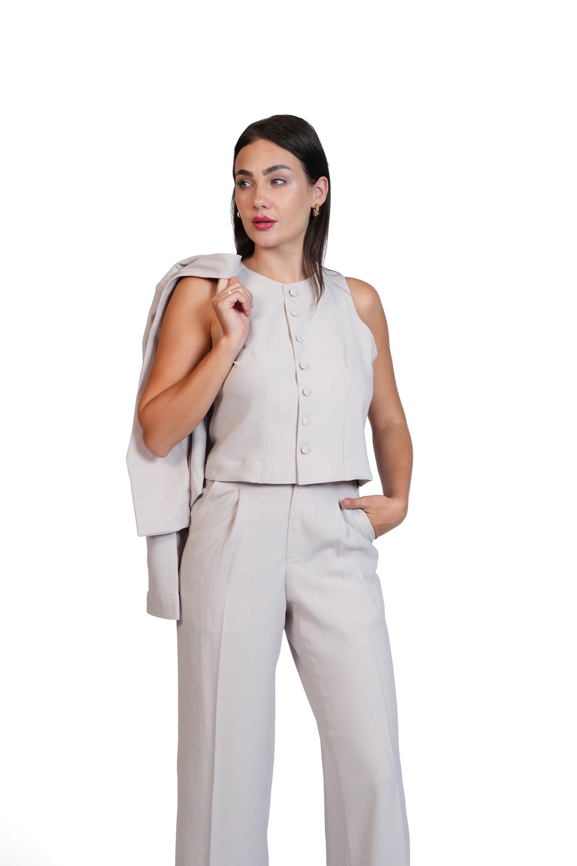 First Impression - Cropped Blazer 3-Piece Tailored Set