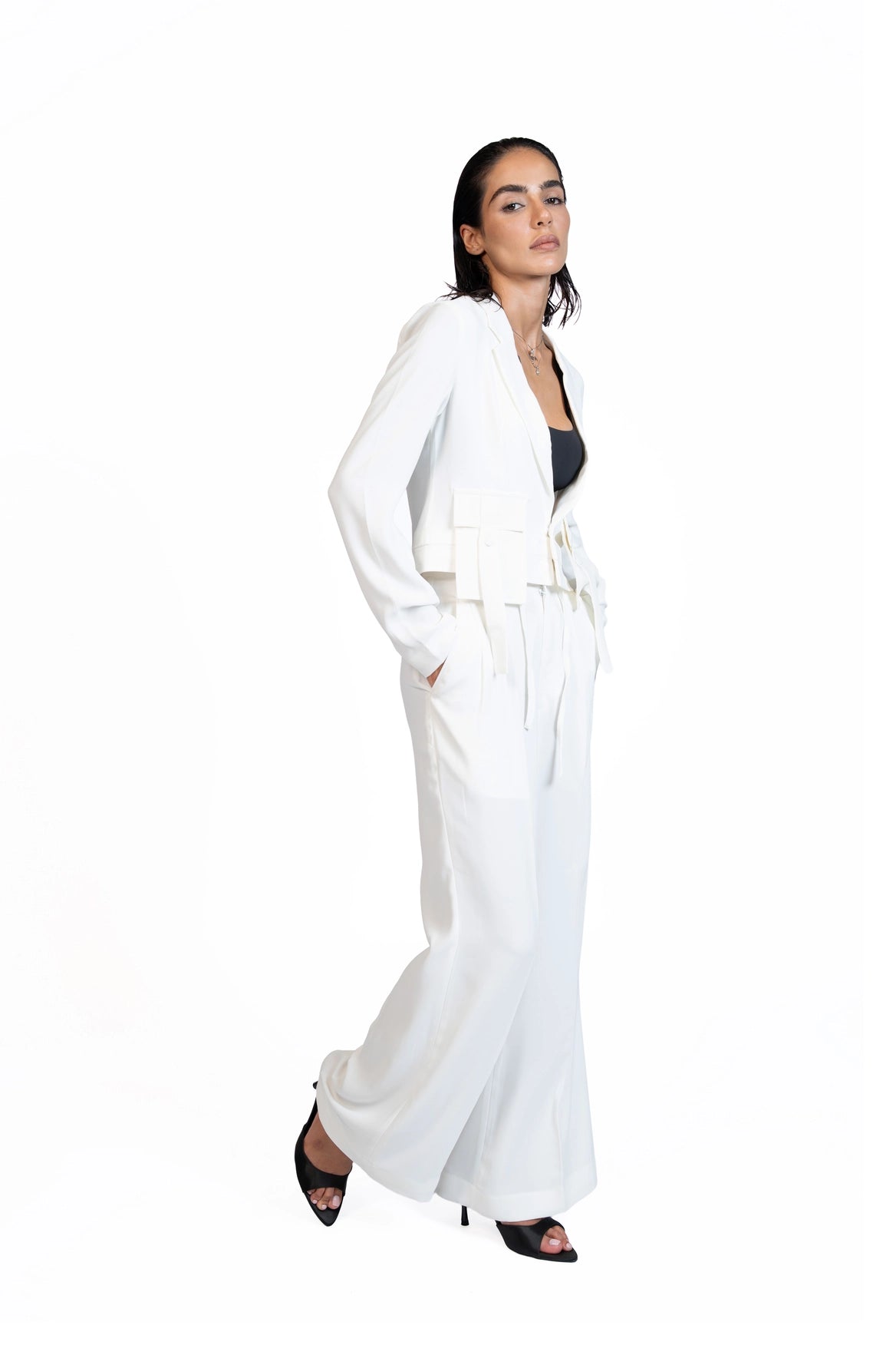 Between Places - Cropped Blazer 3-Piece Tailored Set