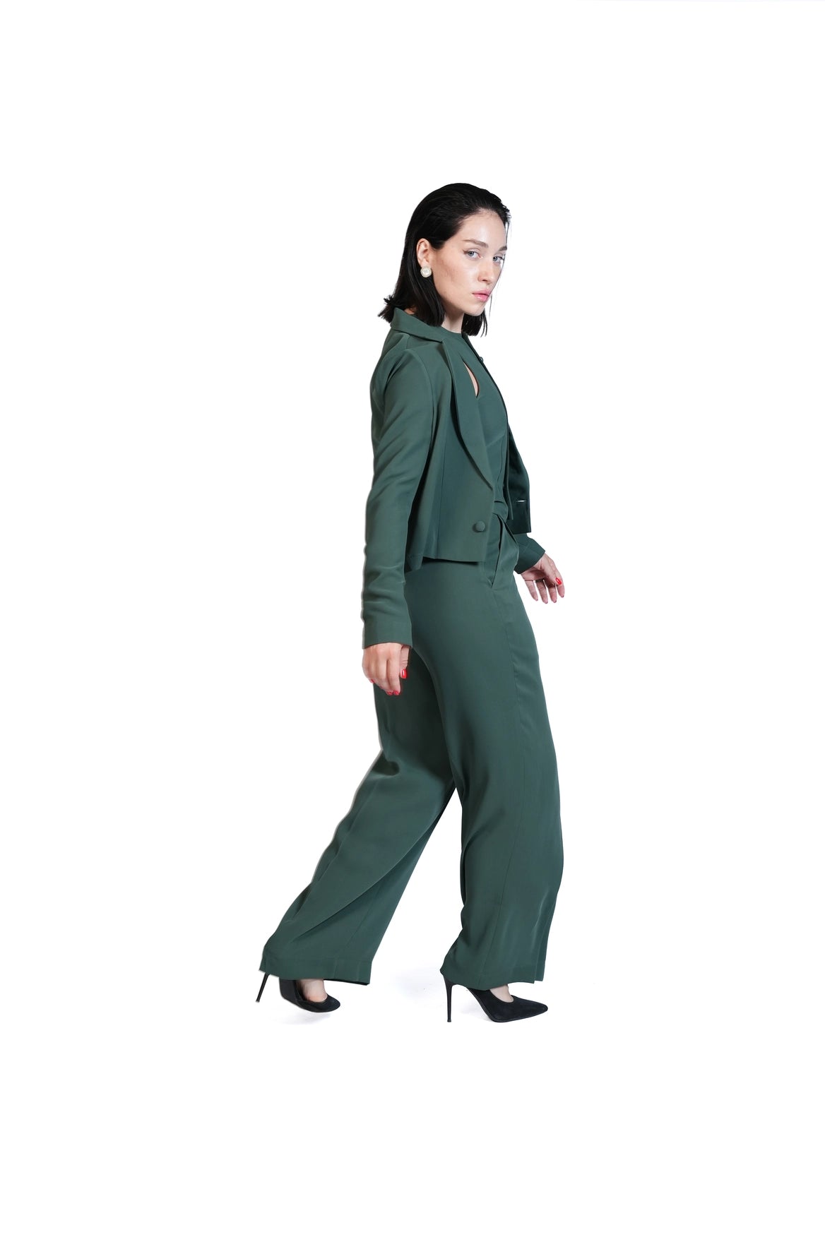 First Impression - Cropped Blazer 3-Piece Tailored Set