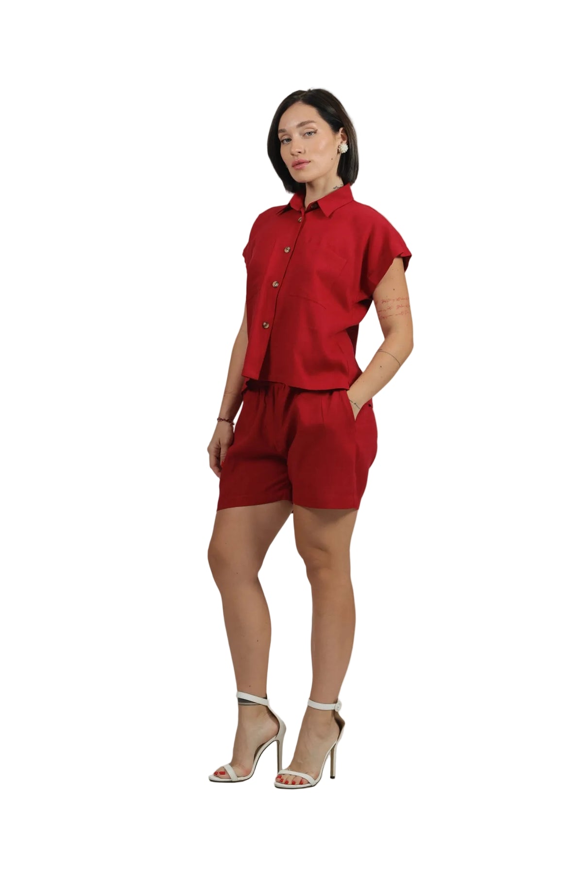 Groove Godess - Women's Colour-Pop Linen Shorts Set