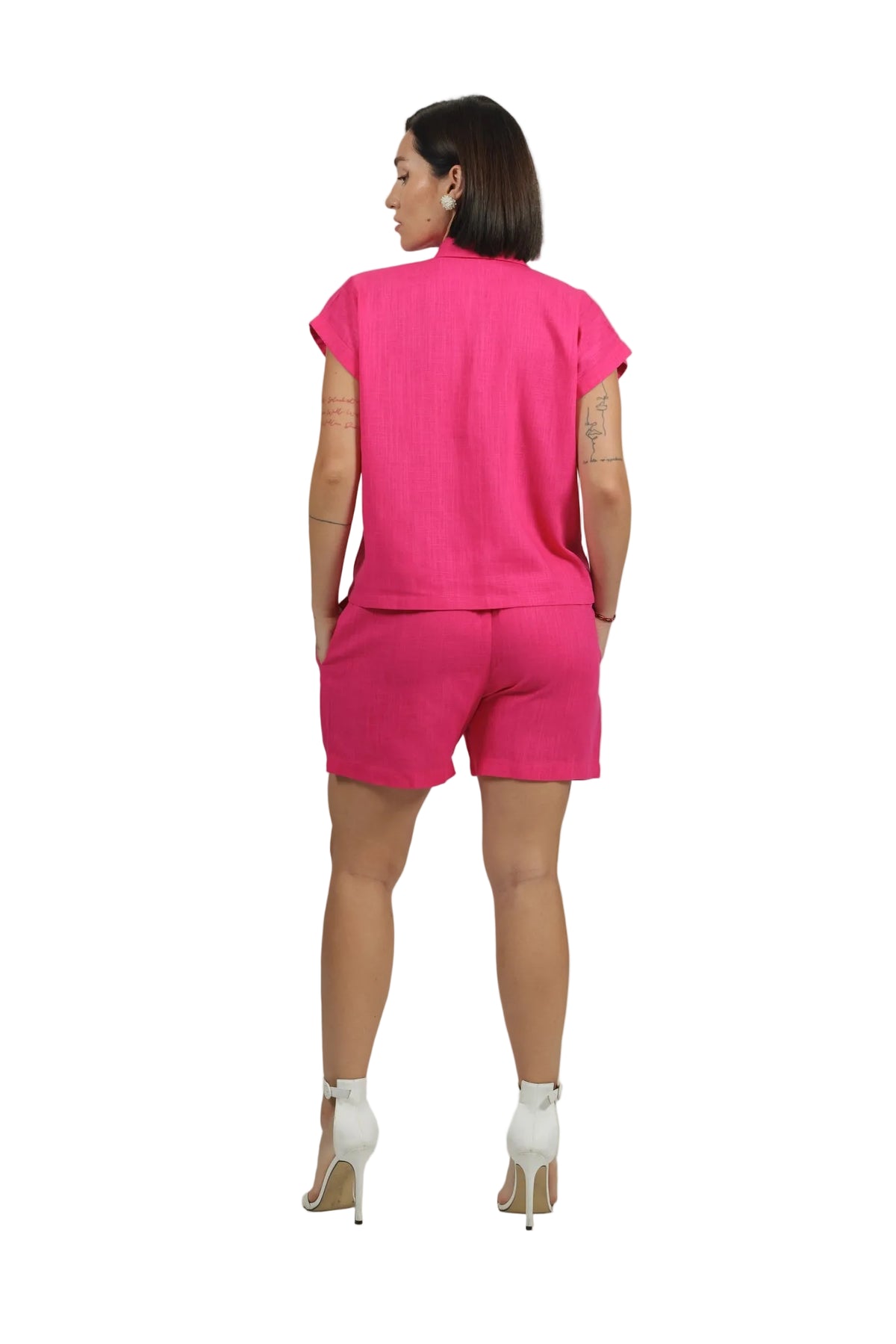 Groove Godess - Women's Colour-Pop Linen Shorts Set