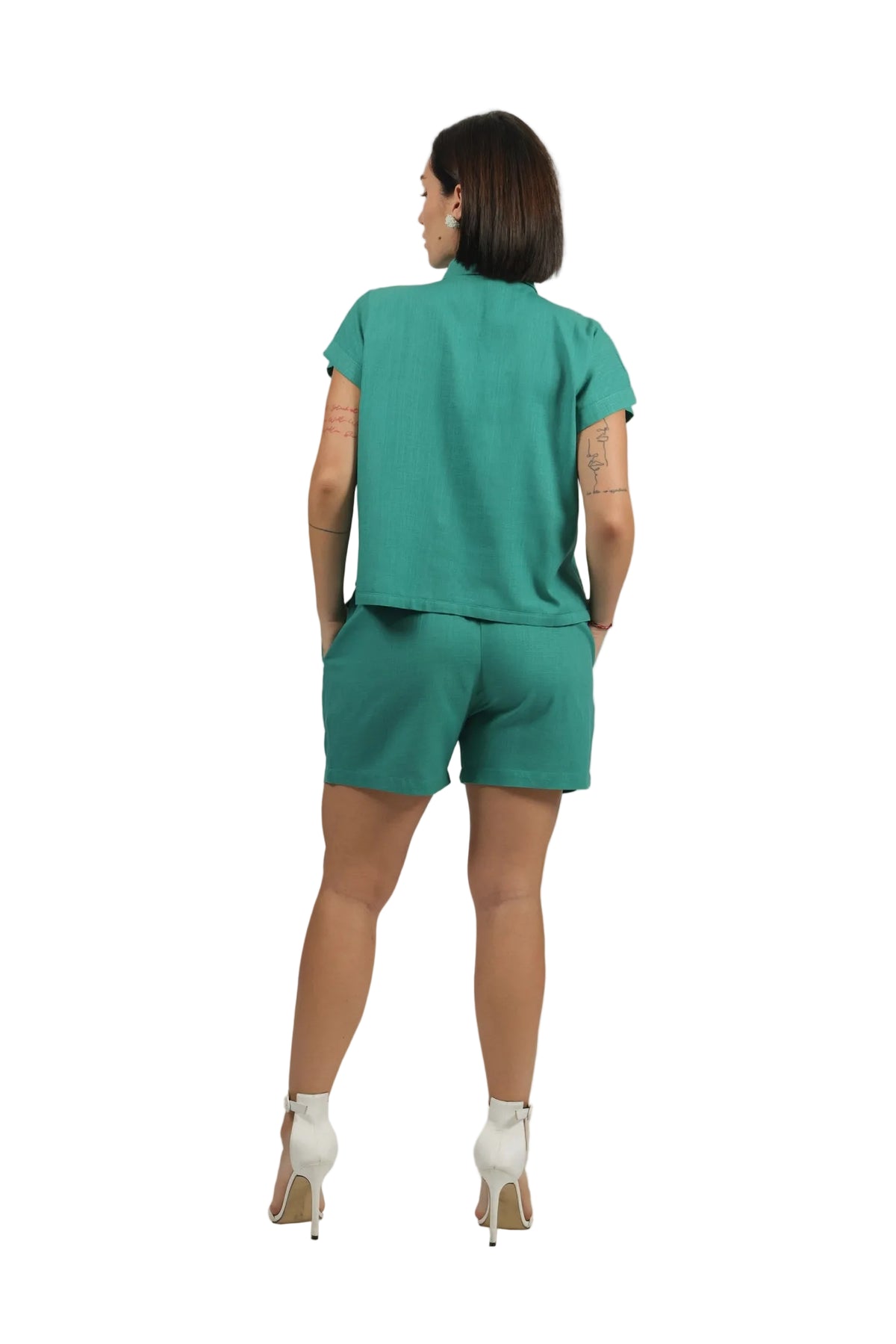 Groove Godess - Women's Colour-Pop Linen Shorts Set