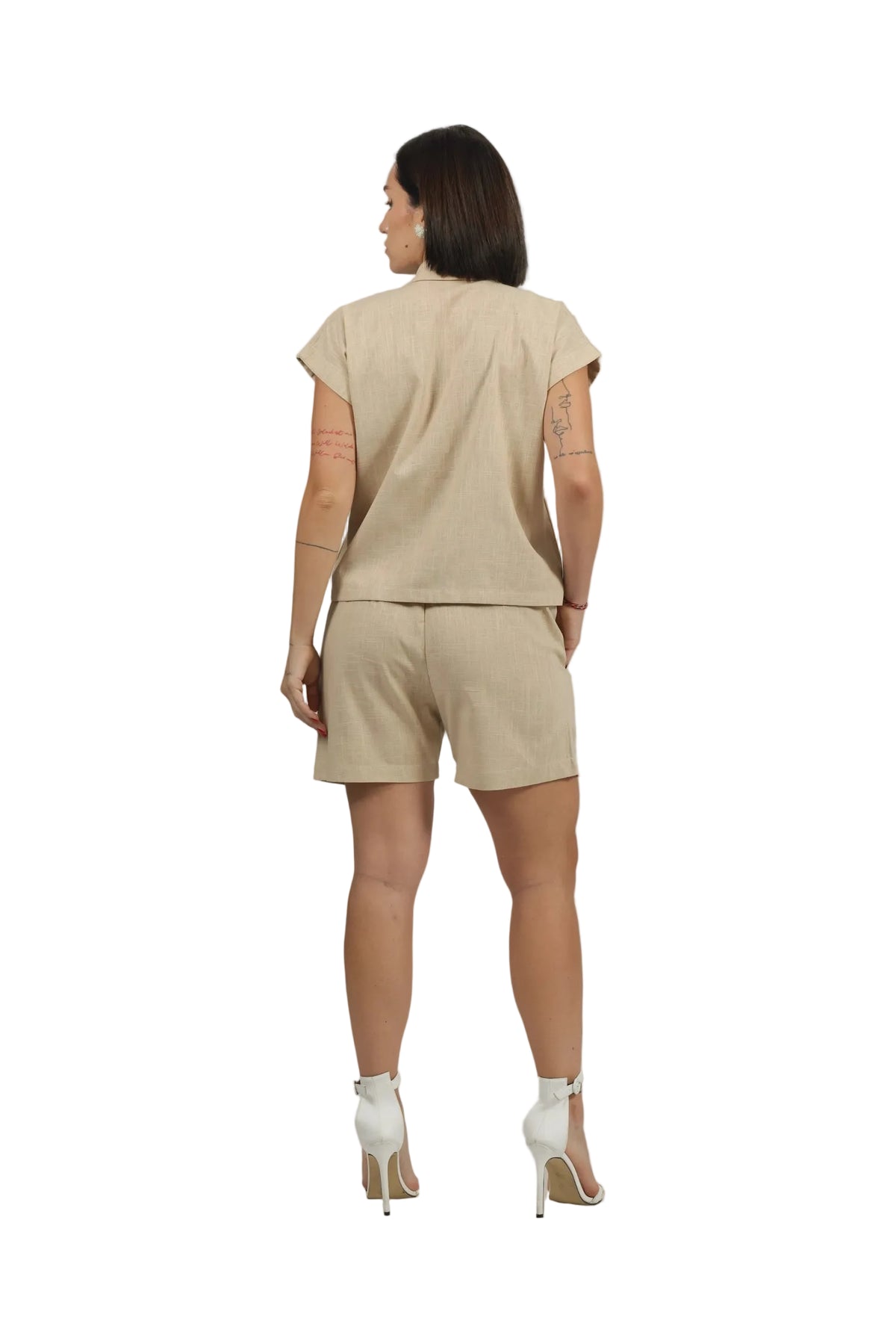 Groove Godess - Women's Colour-Pop Linen Shorts Set