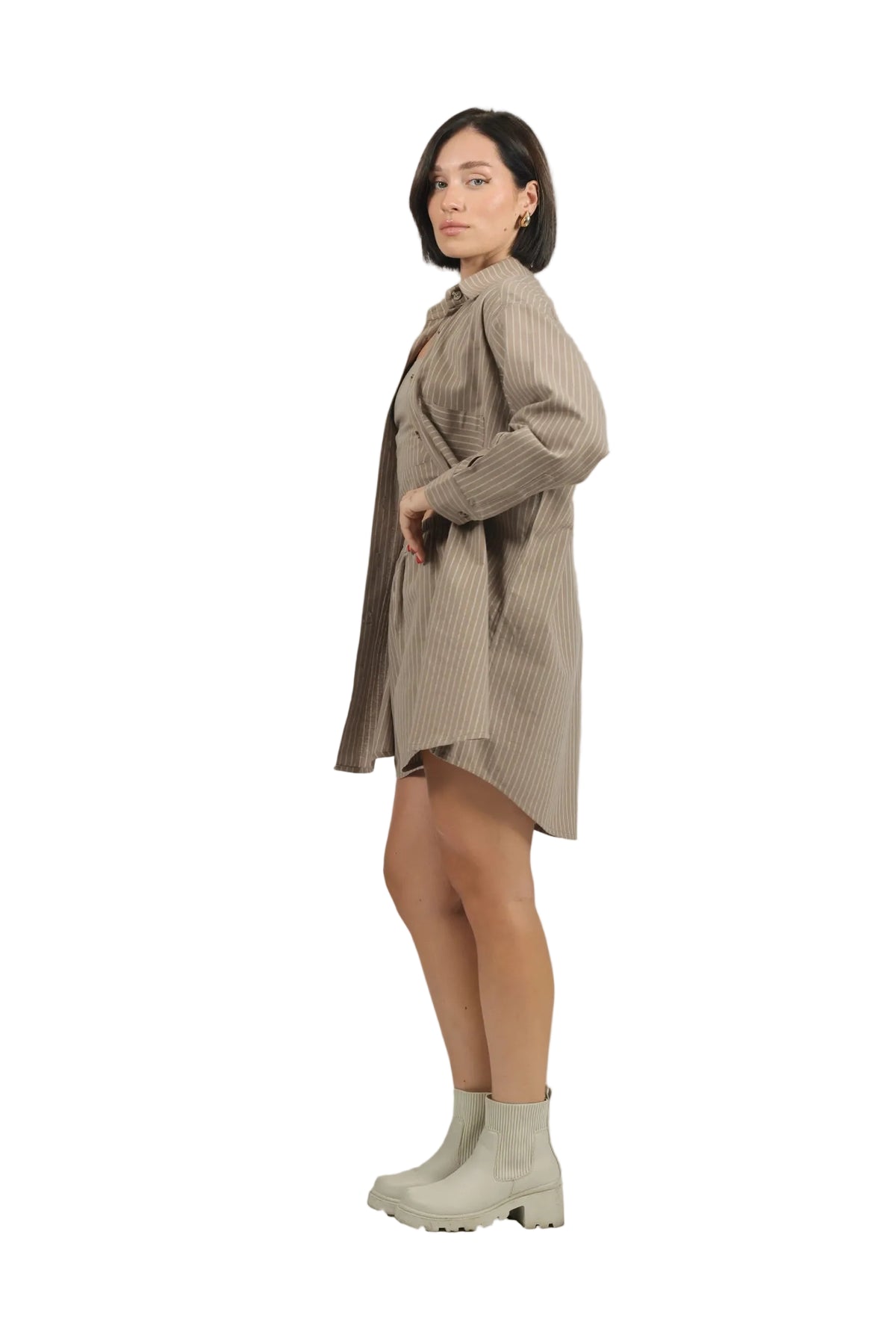 Stripe Show - Women's Striped Linen 3-Piece Set