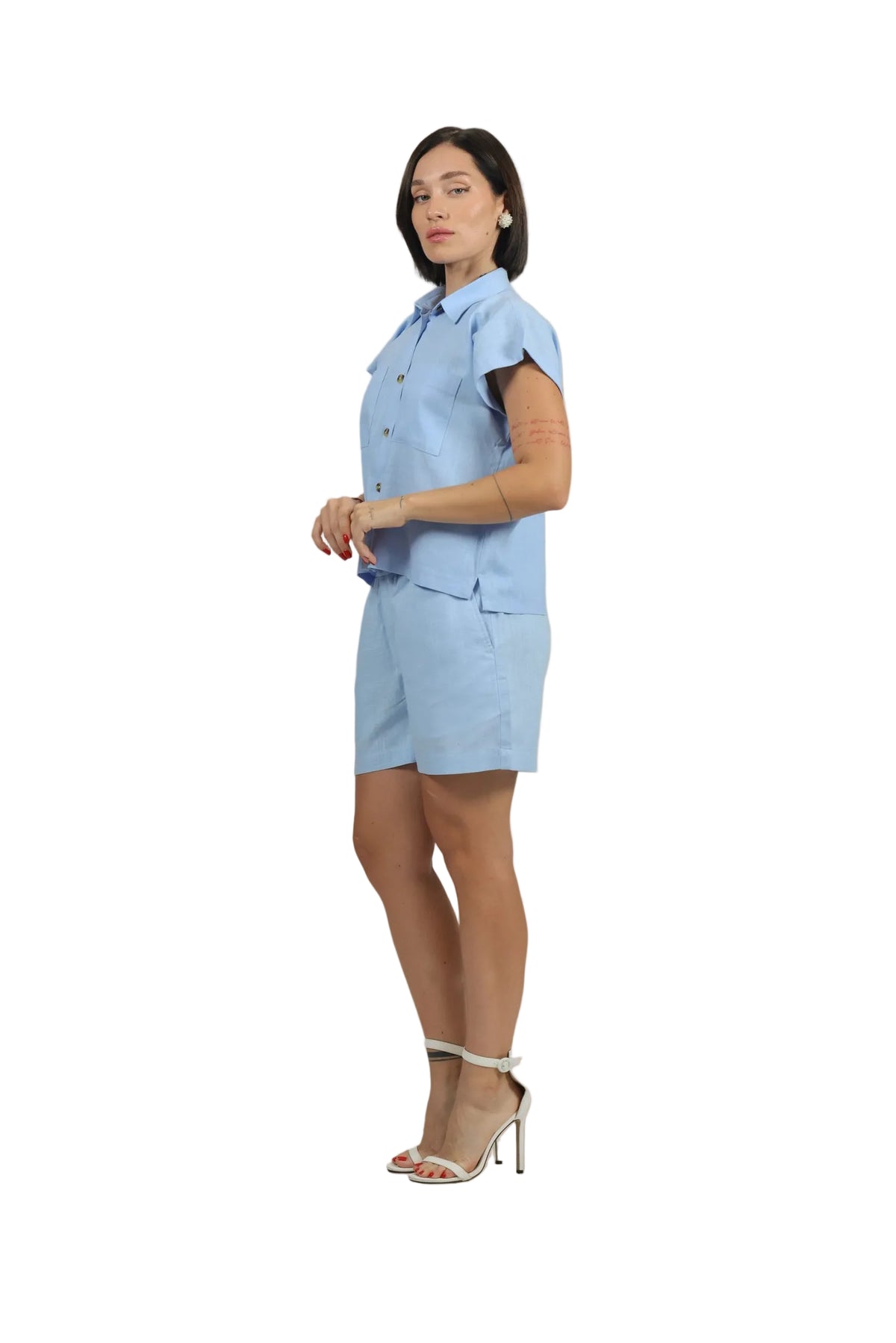 Groove Godess - Women's Colour-Pop Linen Shorts Set