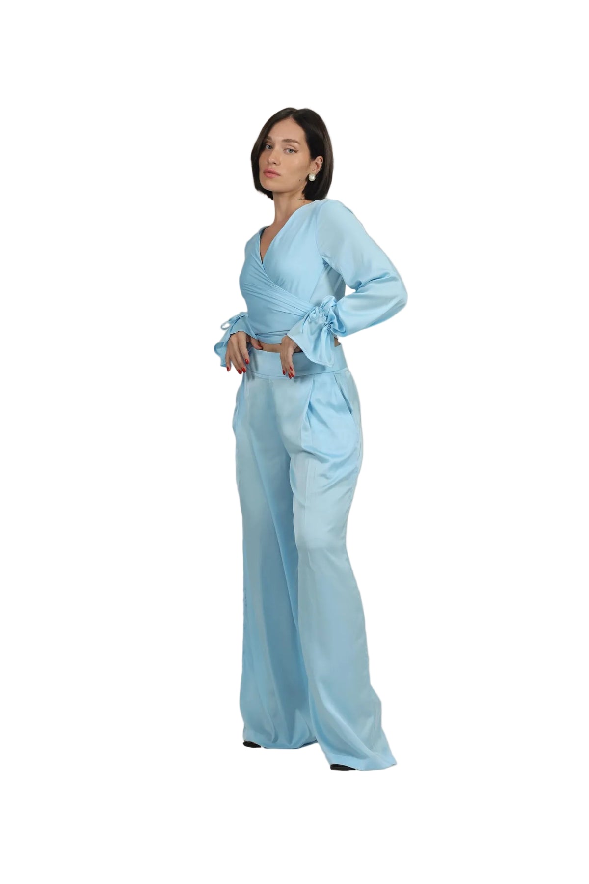 Feminine Energy - Women's Silk Tuxedo & Wrap Blouse Set