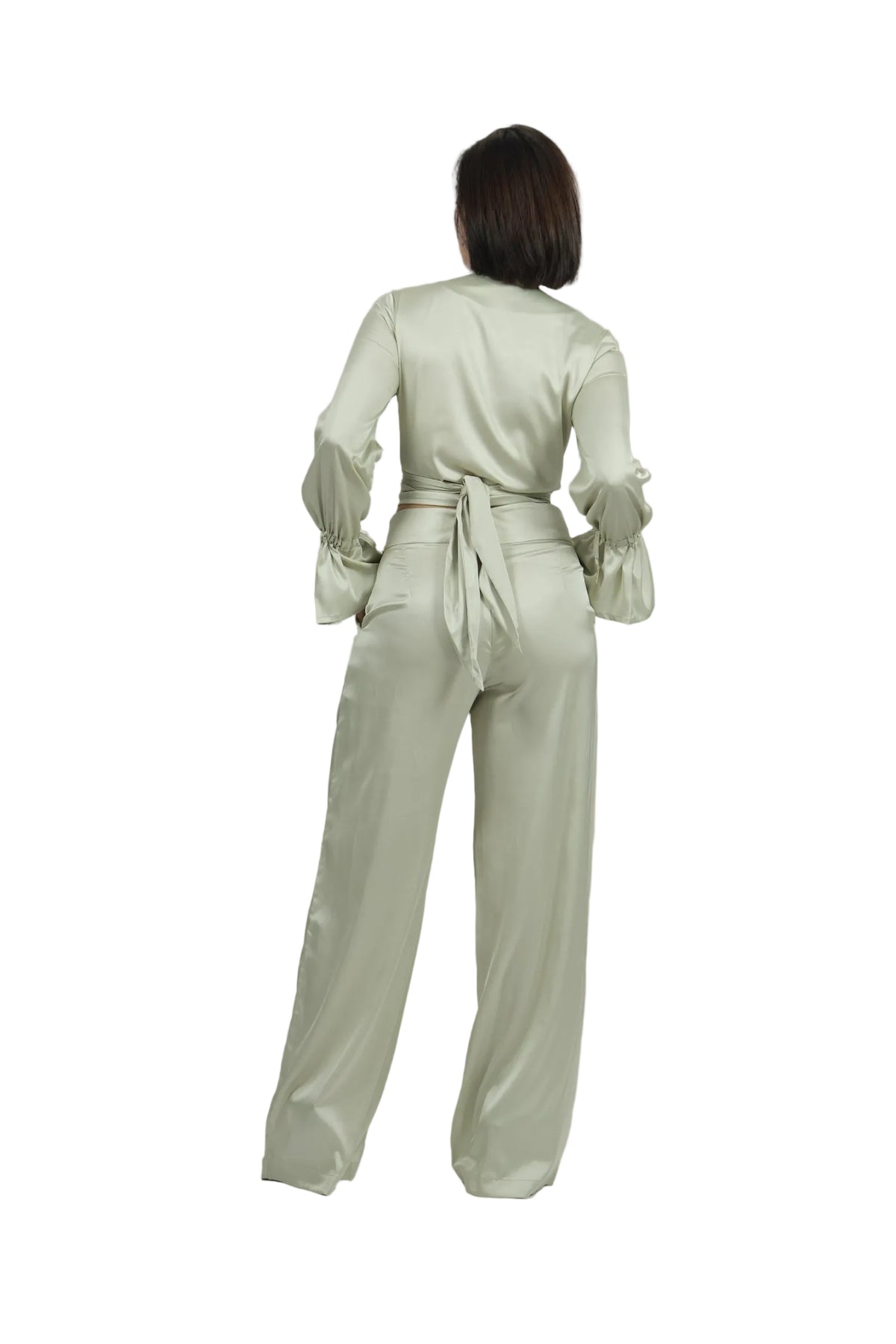 Feminine Energy - Women's Silk Tuxedo & Wrap Blouse Set