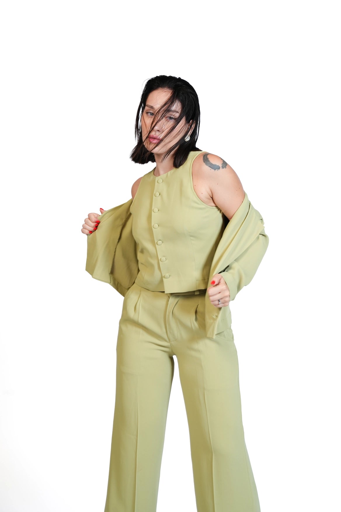 First Impression - Cropped Blazer 3-Piece Tailored Set