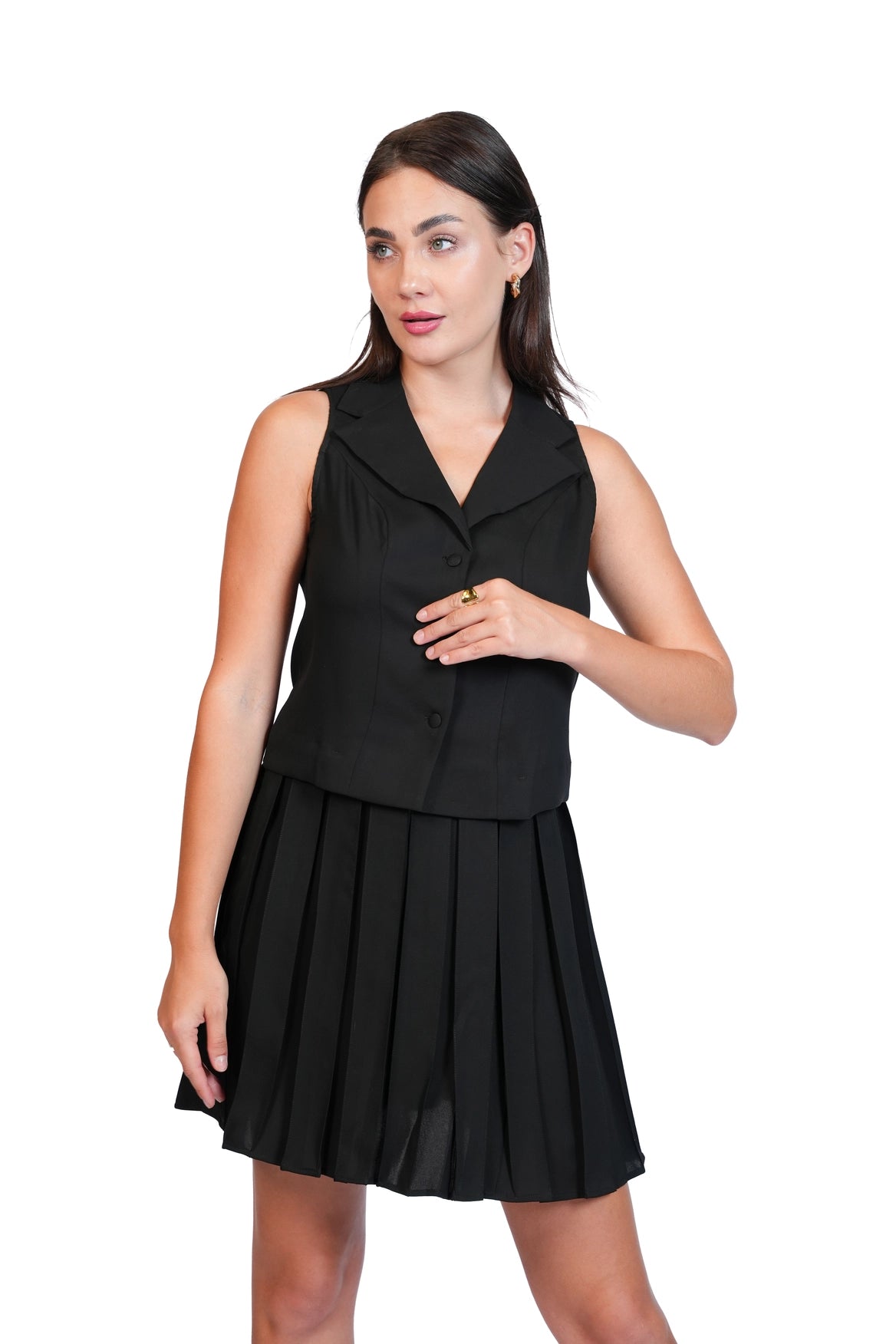 Meet Me There - Tailored Vest & Pleated Skirt Set