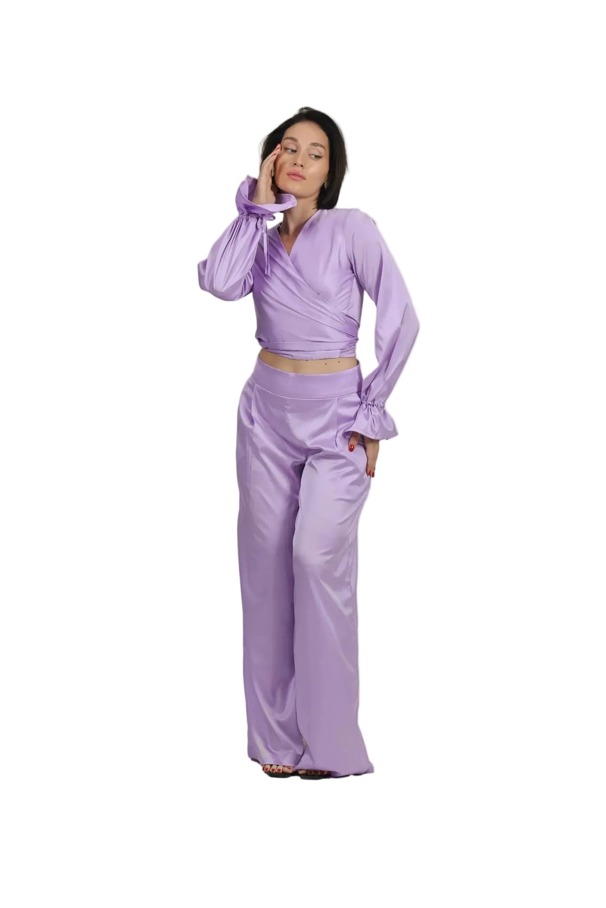Feminine Energy - Women's Silk Tuxedo & Wrap Blouse Set