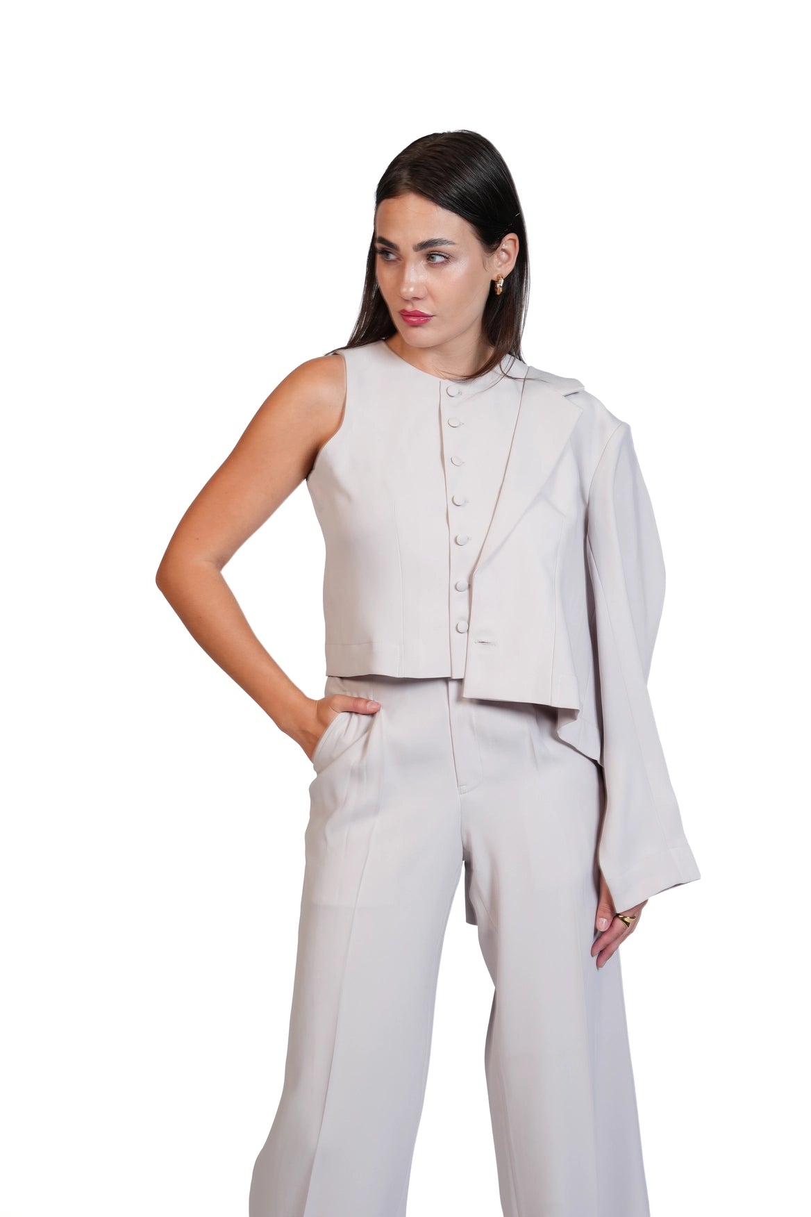 First Impression - Cropped Blazer 3-Piece Tailored Set
