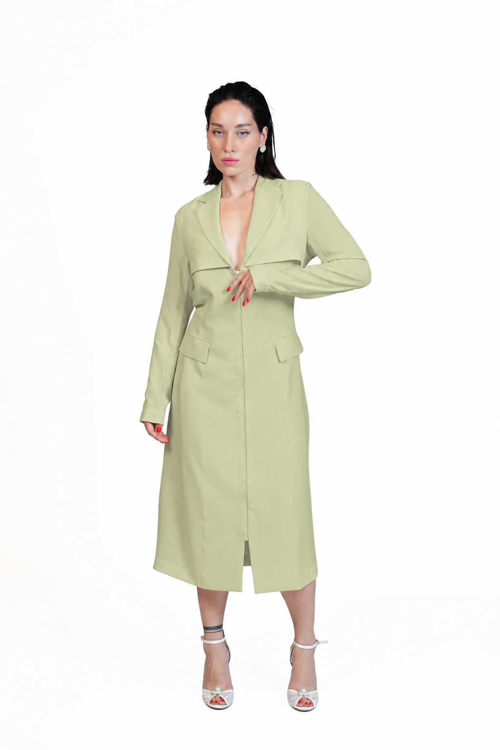 Around Town - Tailored Lapel Zip-Front Dress