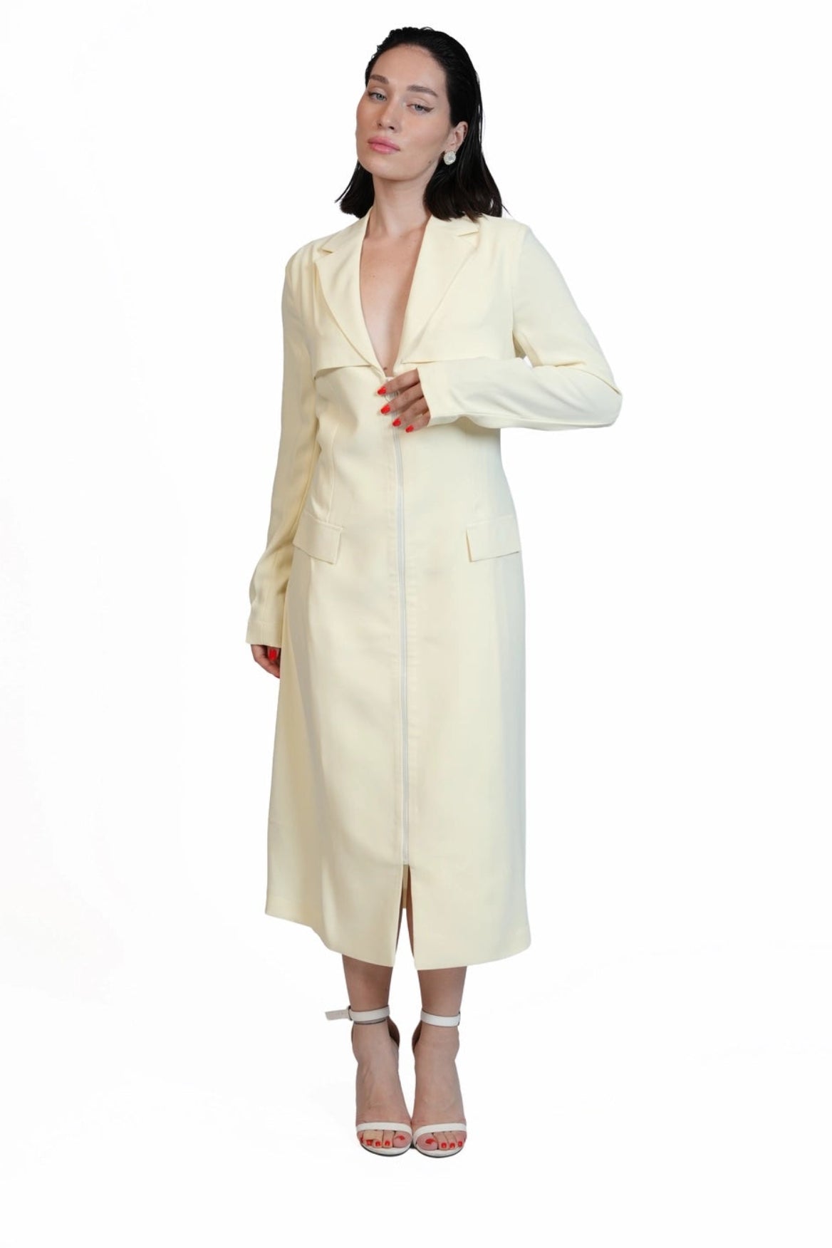 Around Town - Tailored Lapel Zip-Front Dress