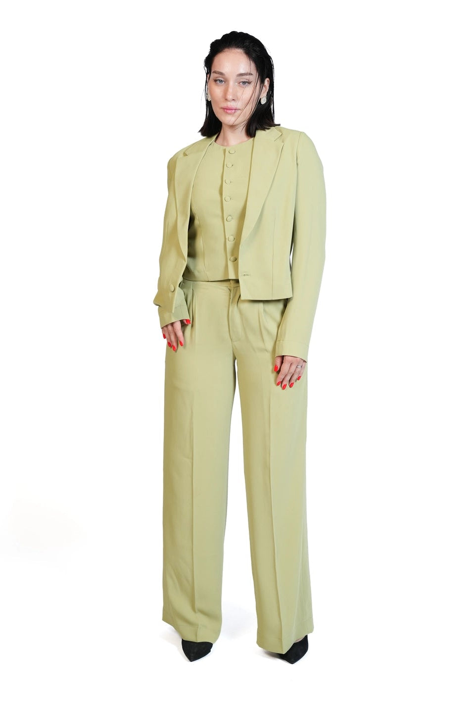 First Impression - Cropped Blazer 3-Piece Tailored Set